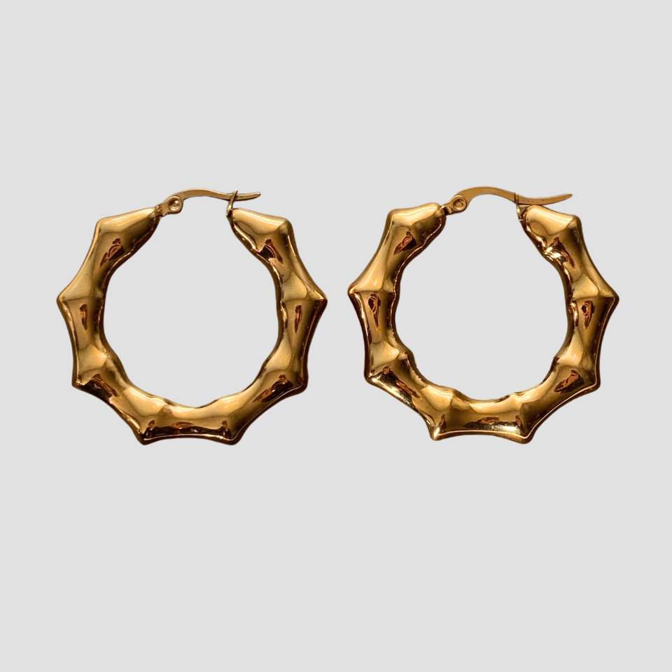 Bamboo 18k Gold Hoop Earrings - GRISÉ NYC 2