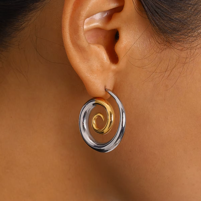 2-Tone Swirl Earrings - GRISÉ NYC 1