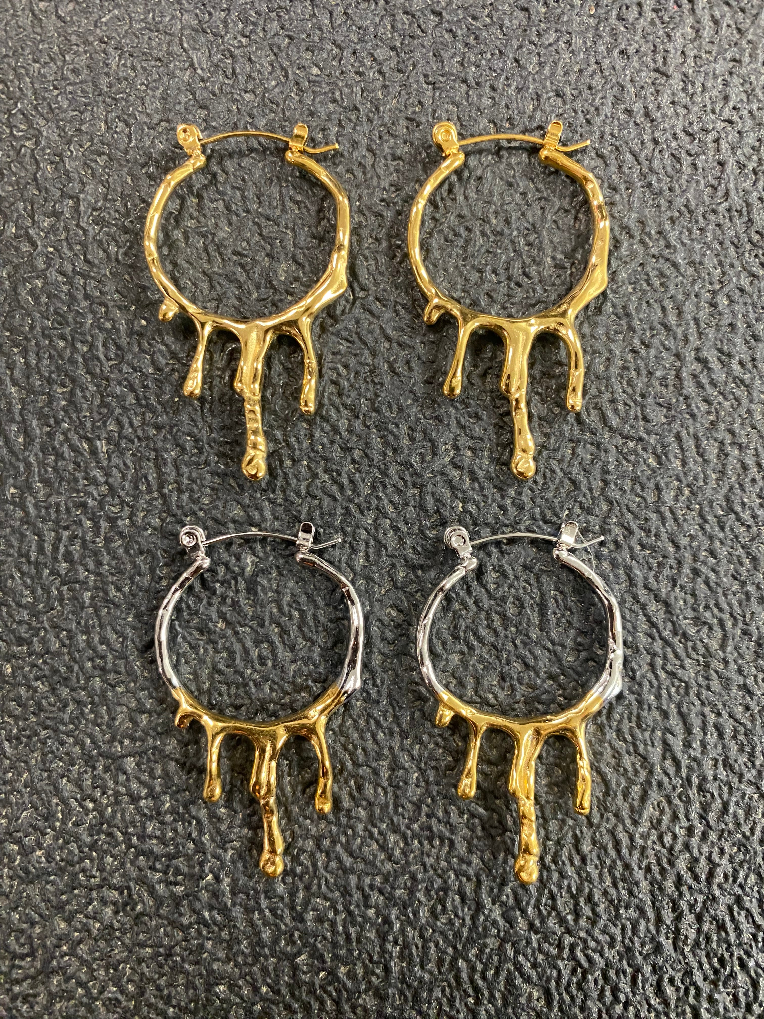 2-Tone Irregular Drip Hoop Earrings - GRISÉ NYC 5