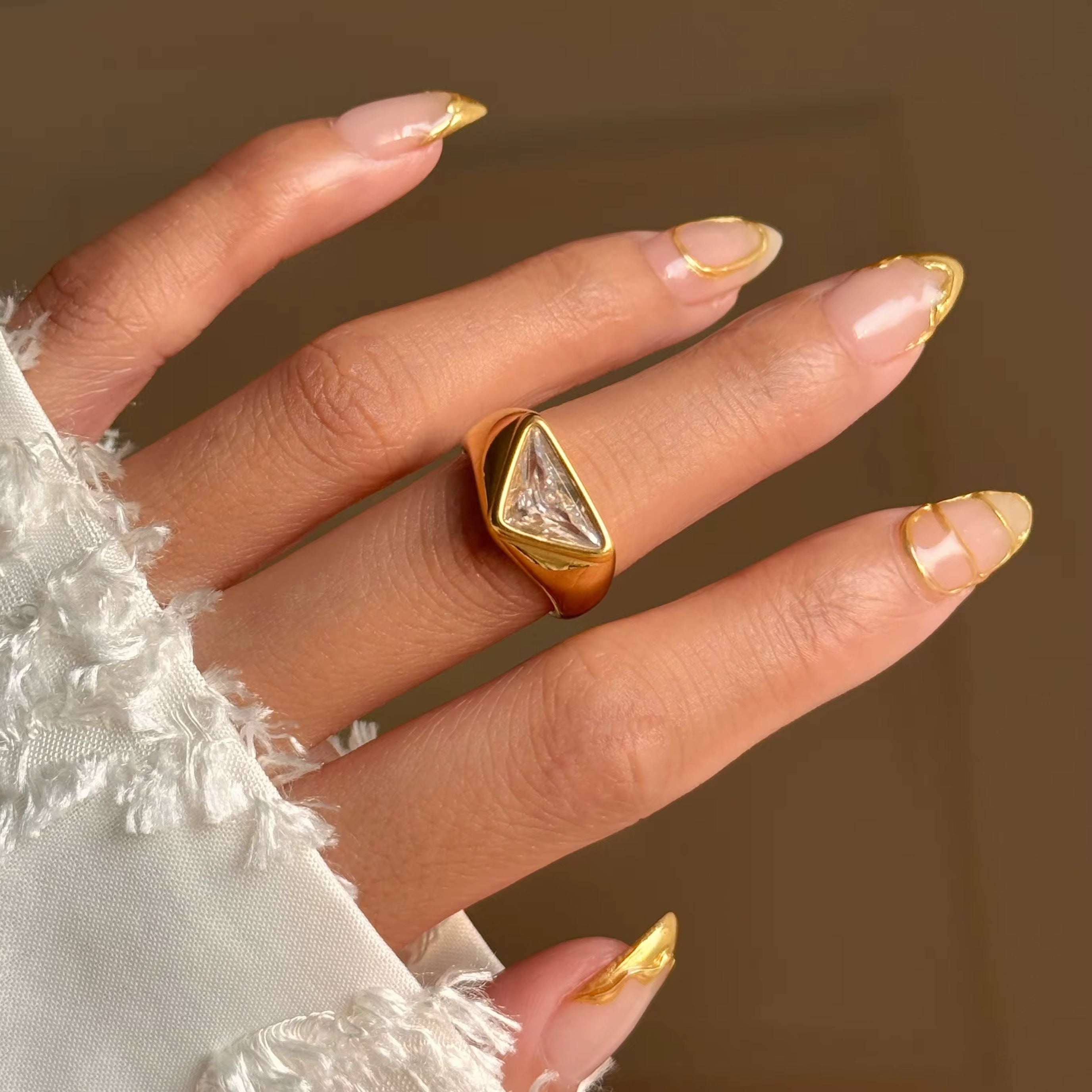 Triangle Gemstone 18k Gold Ring - GRISÉ NYC 2