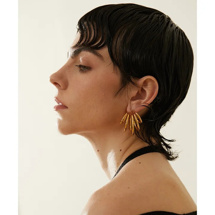 3D Sphere 18k Gold Hoop Earrings - GRISÉ NYC 4