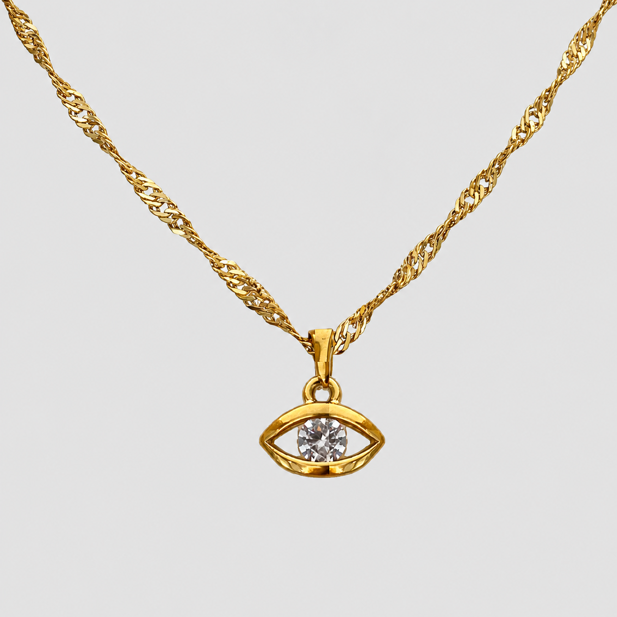 Evil Eye Gem Pendant Twisted Necklace