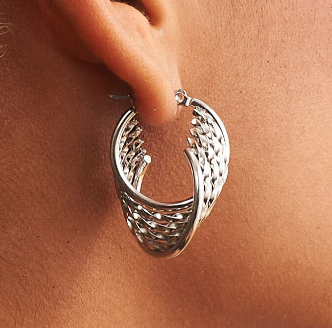 Irregular Twist Steel Oval Earrings - GRISÉ NYC 1