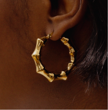 Bamboo 18k Gold Hoop Earrings - GRISÉ NYC 1