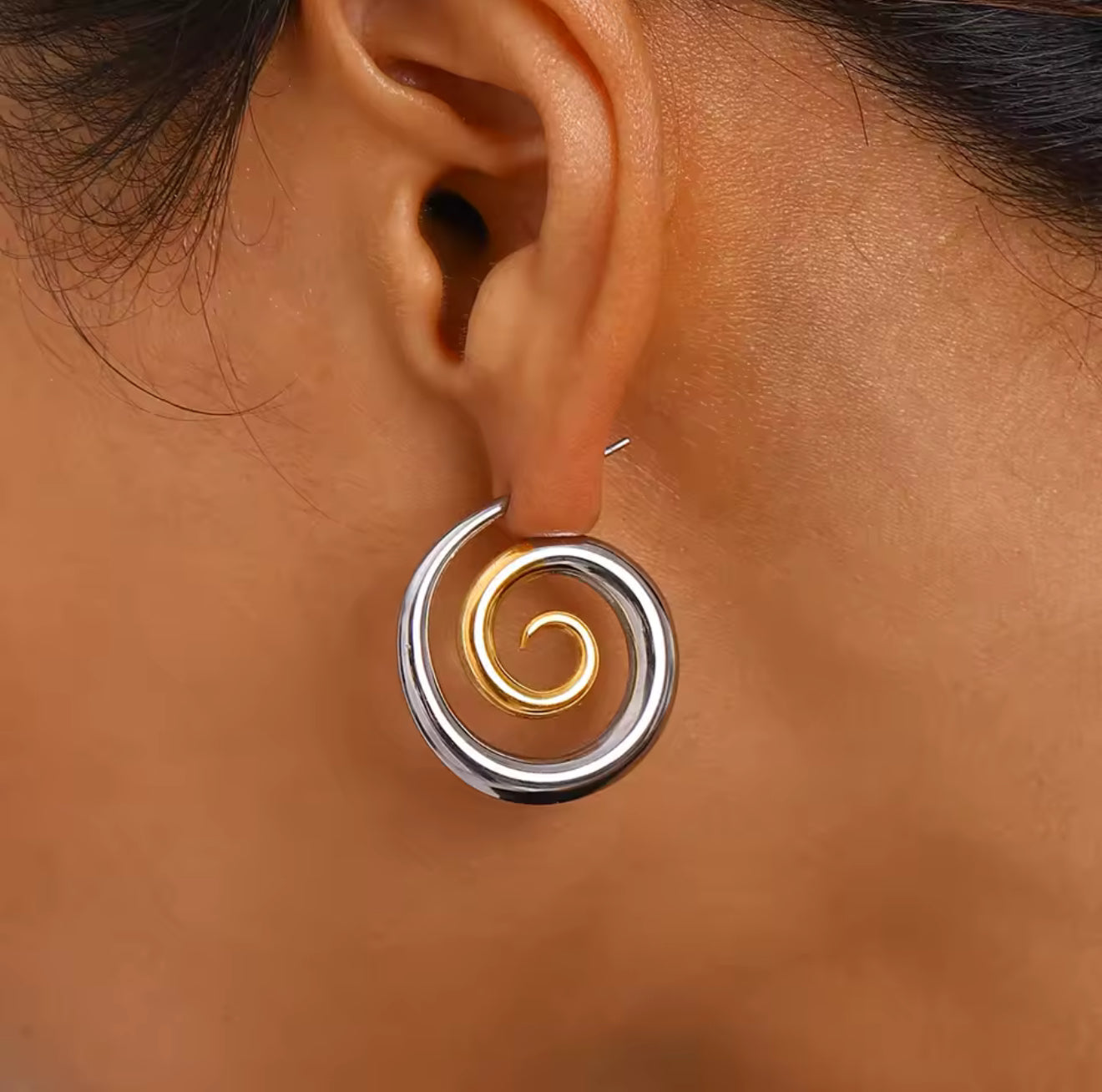 2-Tone Swirl Earrings