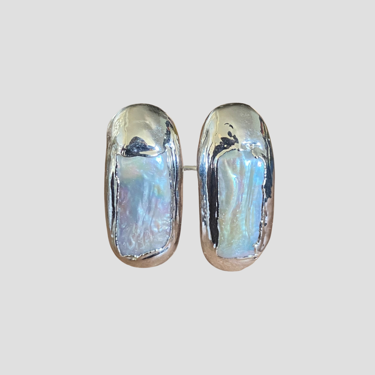 Silver Baroque Pearl Double Pill Ring