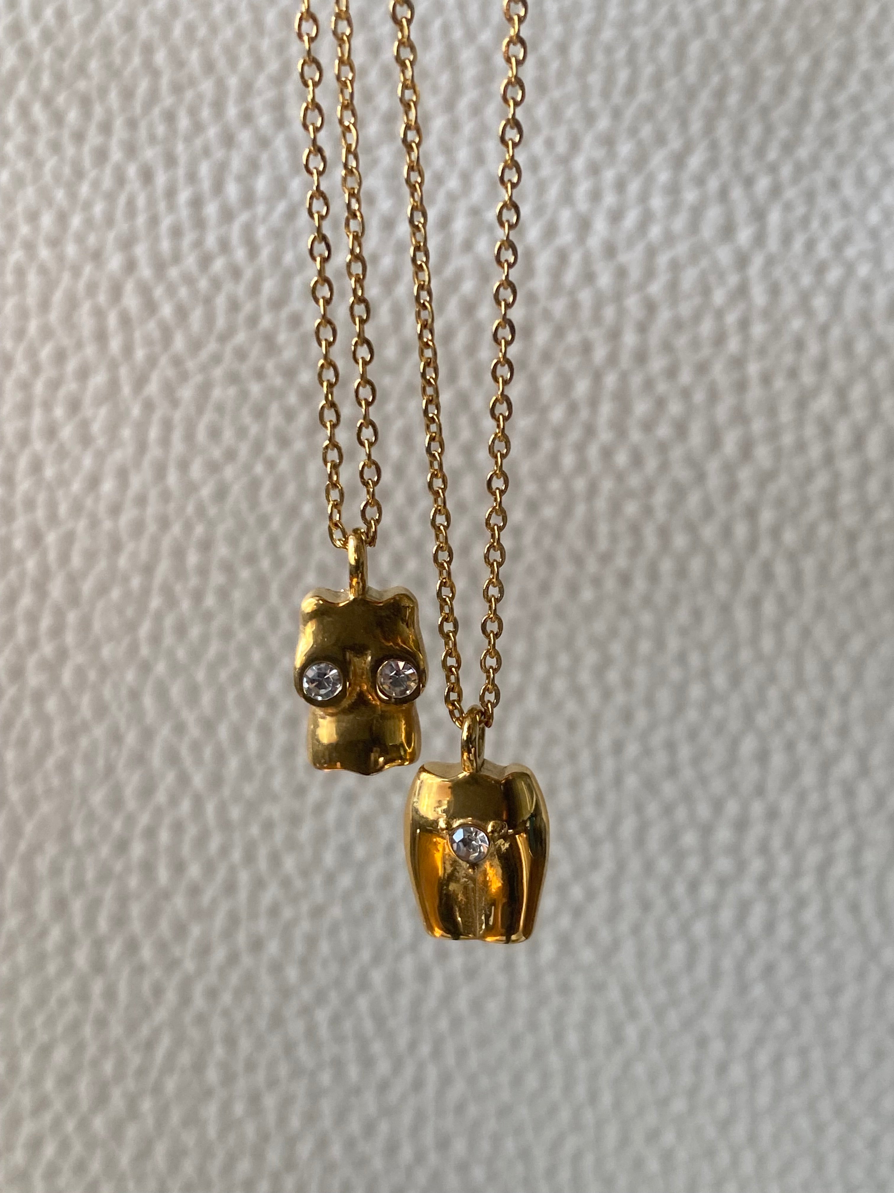 Boobs CZ Gold Dainty Pendant Necklace - GRISÉ NYC 5