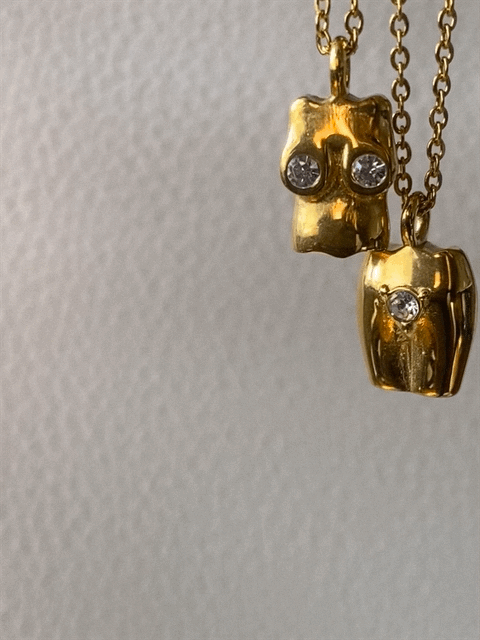 Boobs CZ Gold Dainty Pendant Necklace - GRISÉ NYC 6