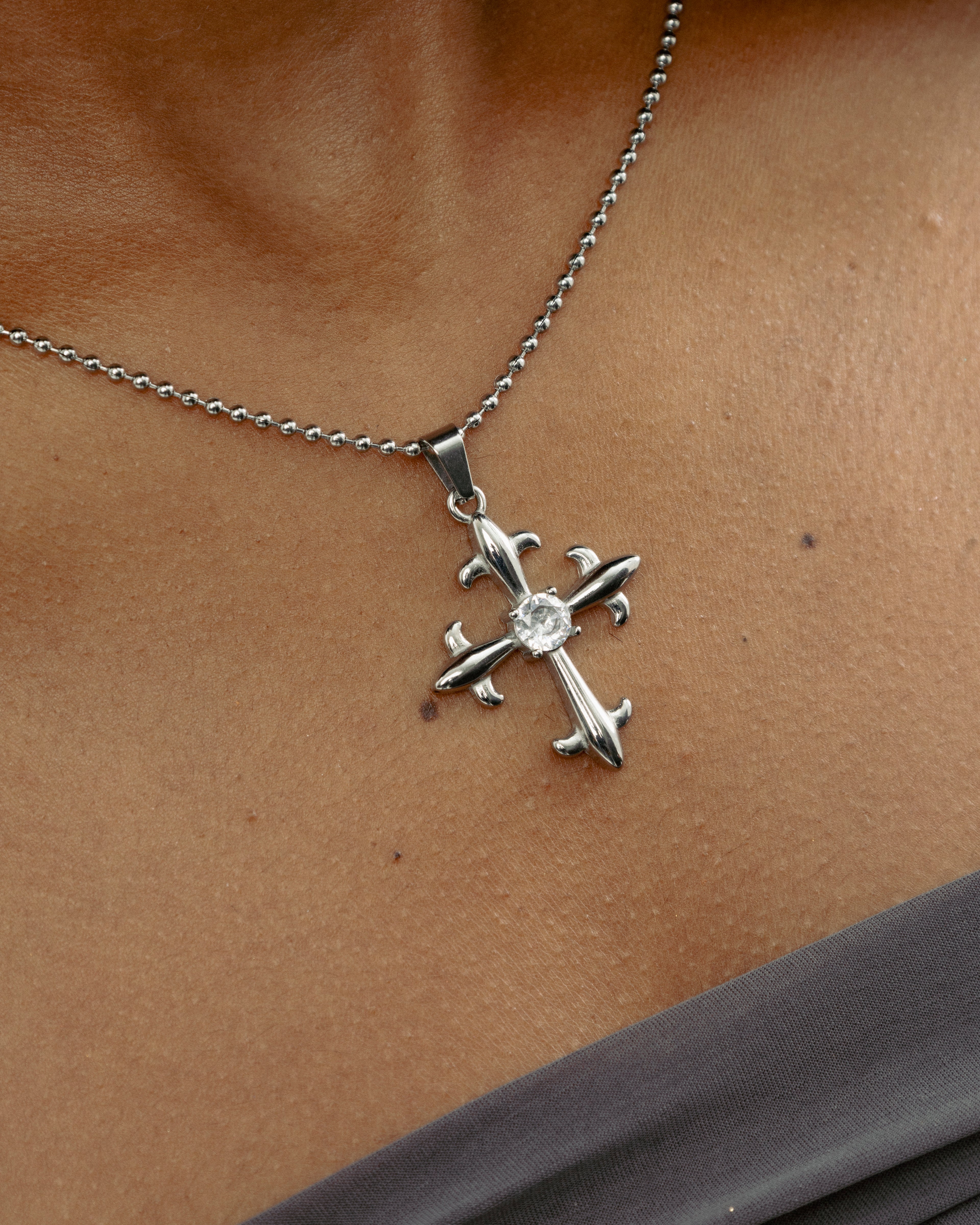 Lumiere Cross Pendant Stainless Steel Necklace