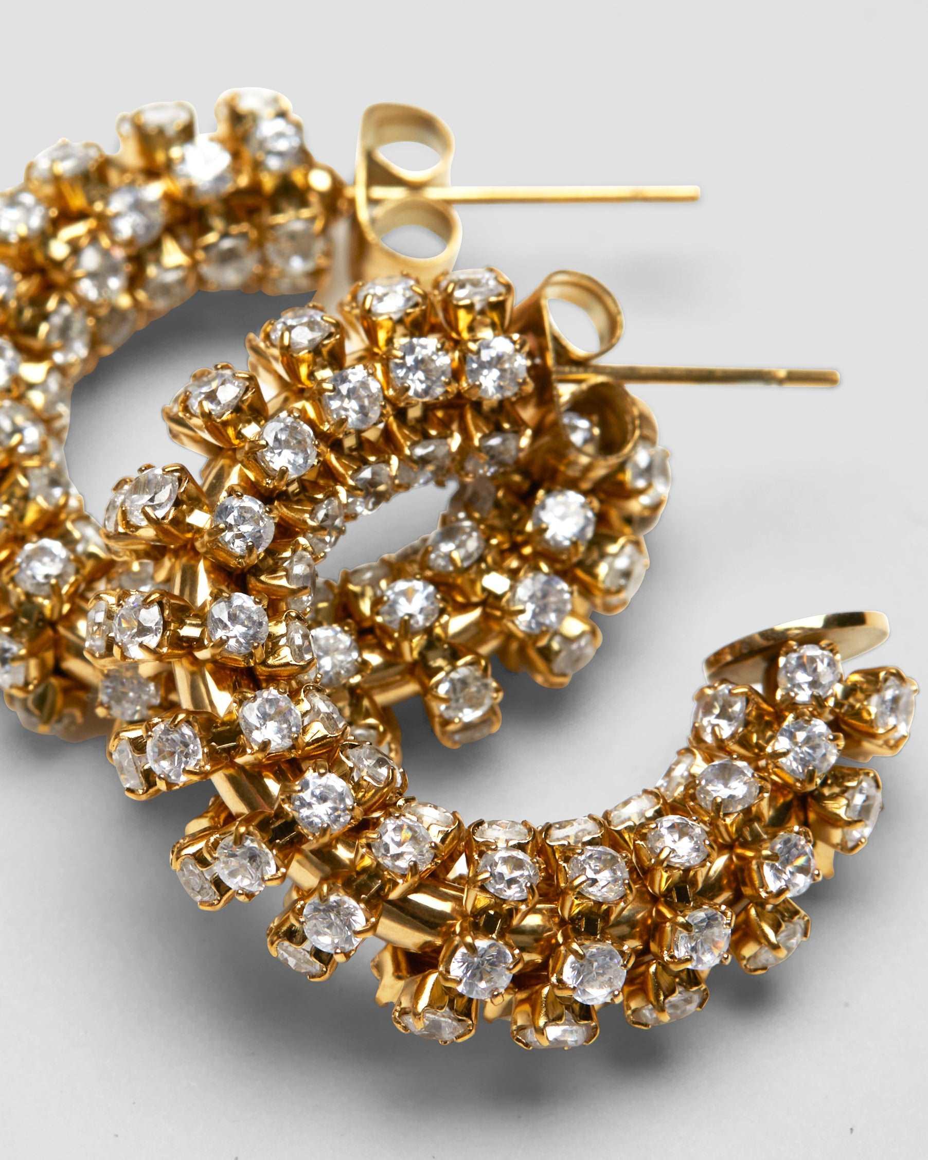 Studded CZ Gold Midi Earrings - GRISÉ NYC 4