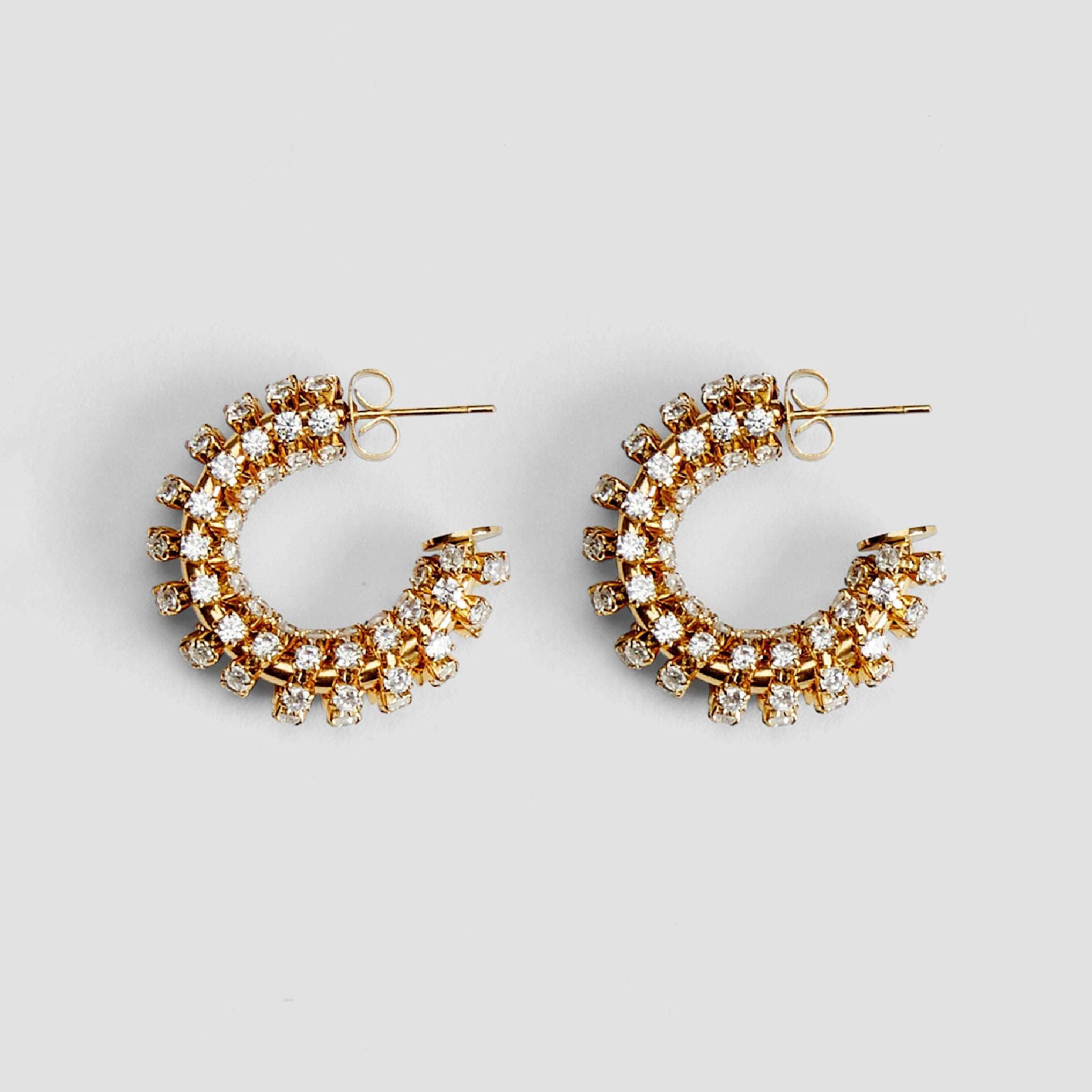 Studded CZ Gold Midi Earrings - GRISÉ NYC 3