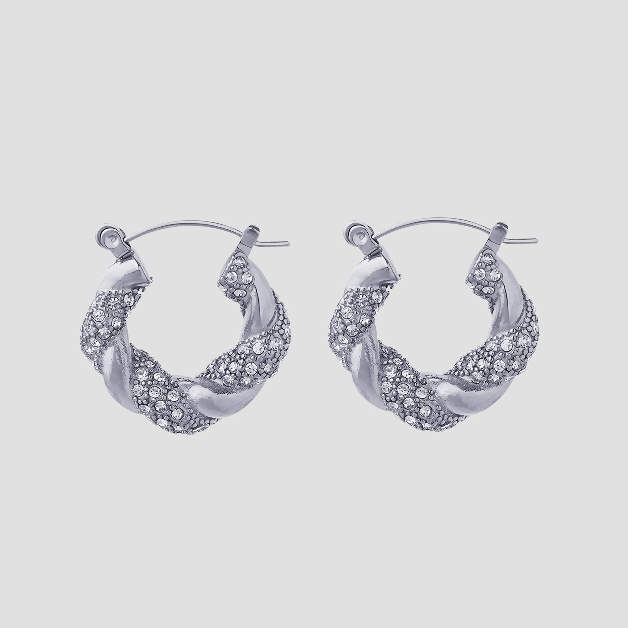 Stainless Steel CZ Twisted Earrings - GRISÉ NYC 2