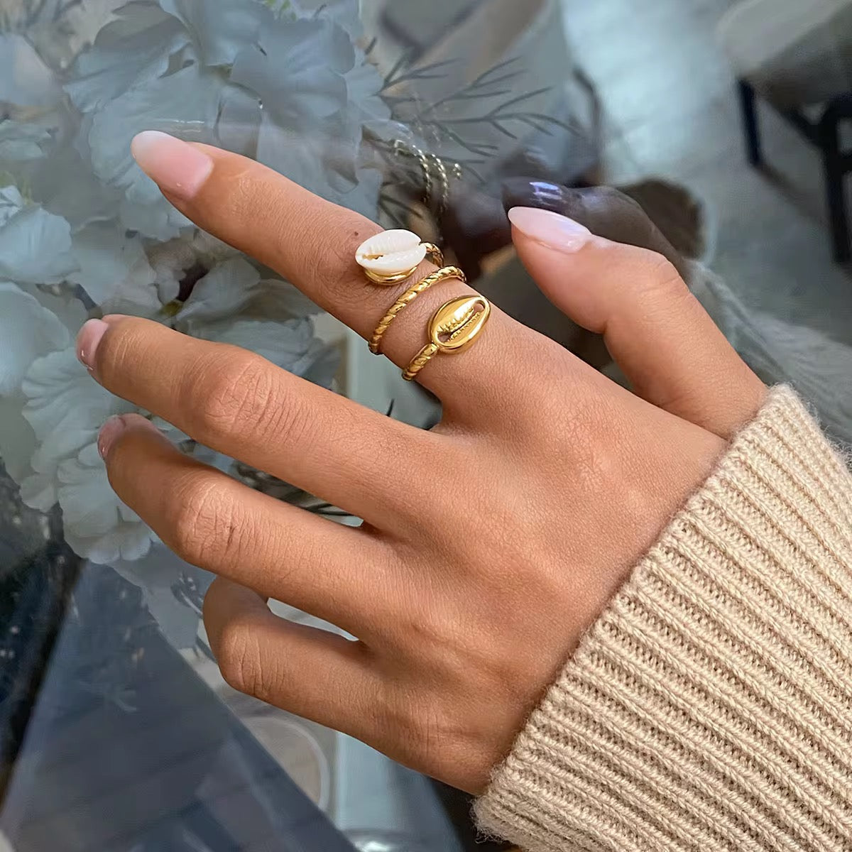 Cowrie Shell 18k Gold Ring