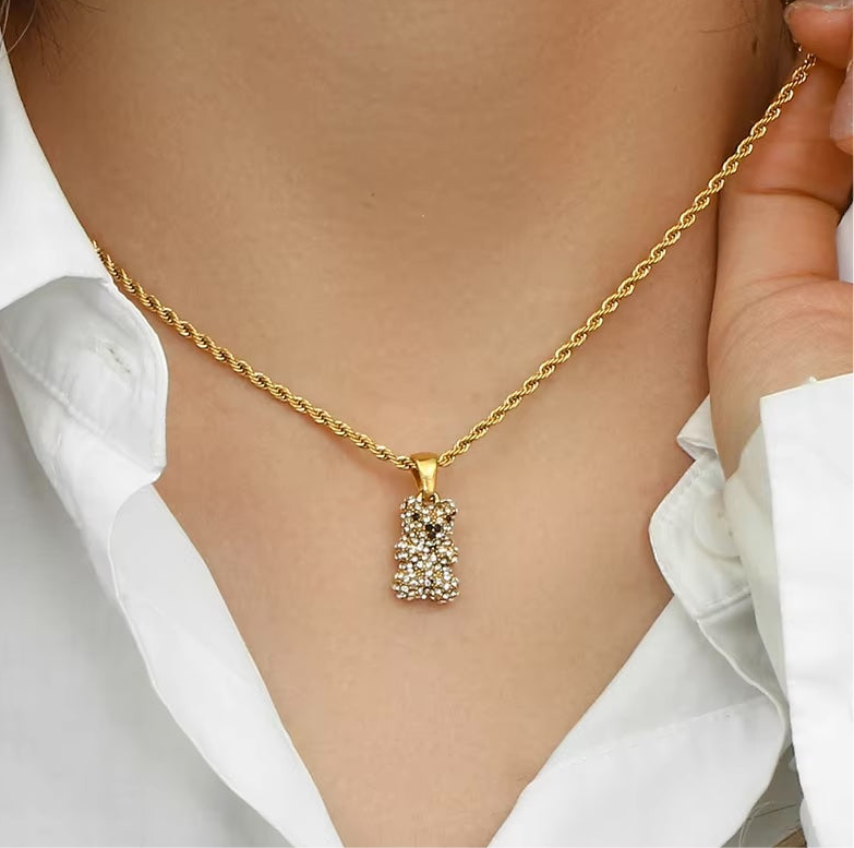 Iced Out Teddy Bear Necklace - GRISÉ NYC 2