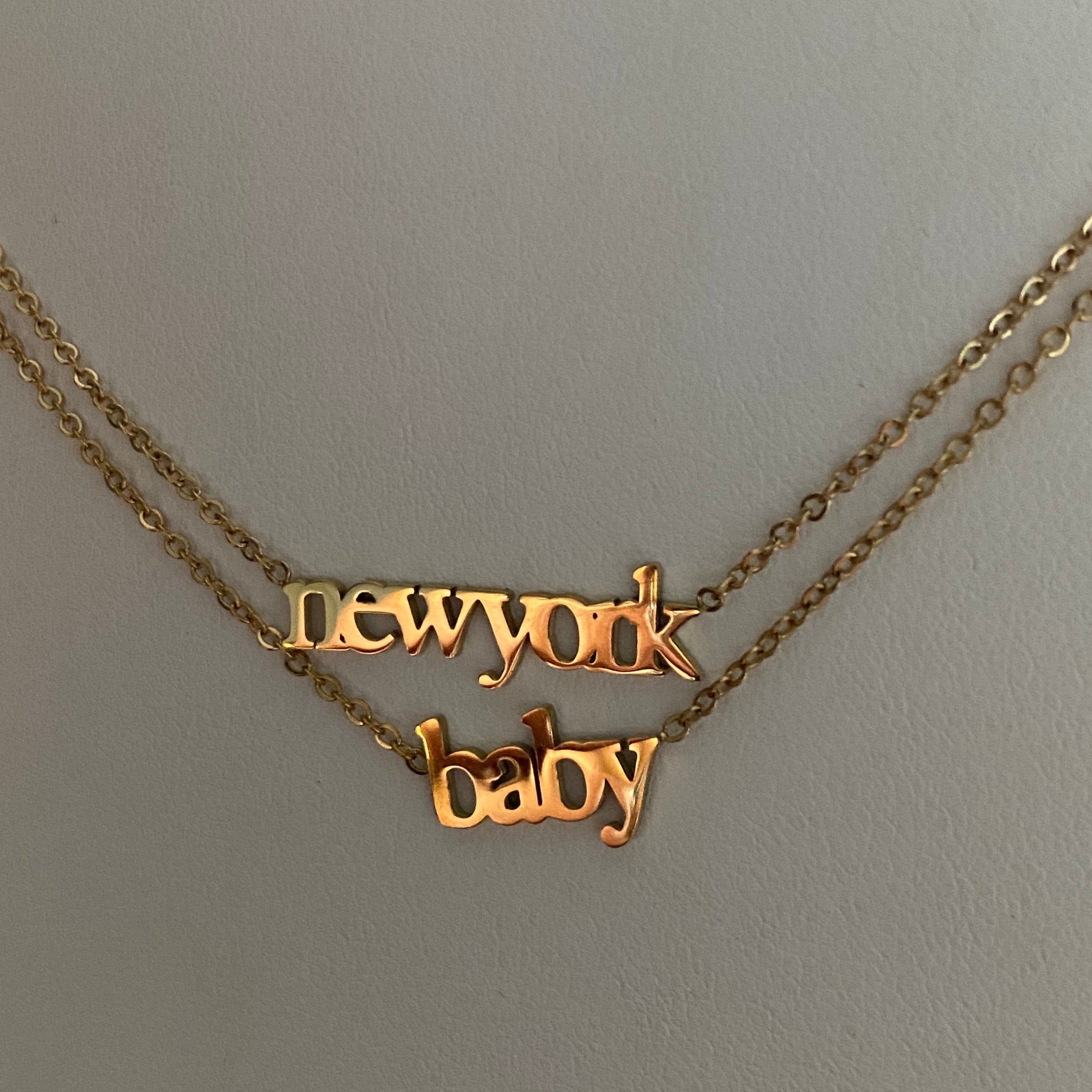 newyork 18k Gold Nameplate Dainty Necklace - GRISÉ NYC 6