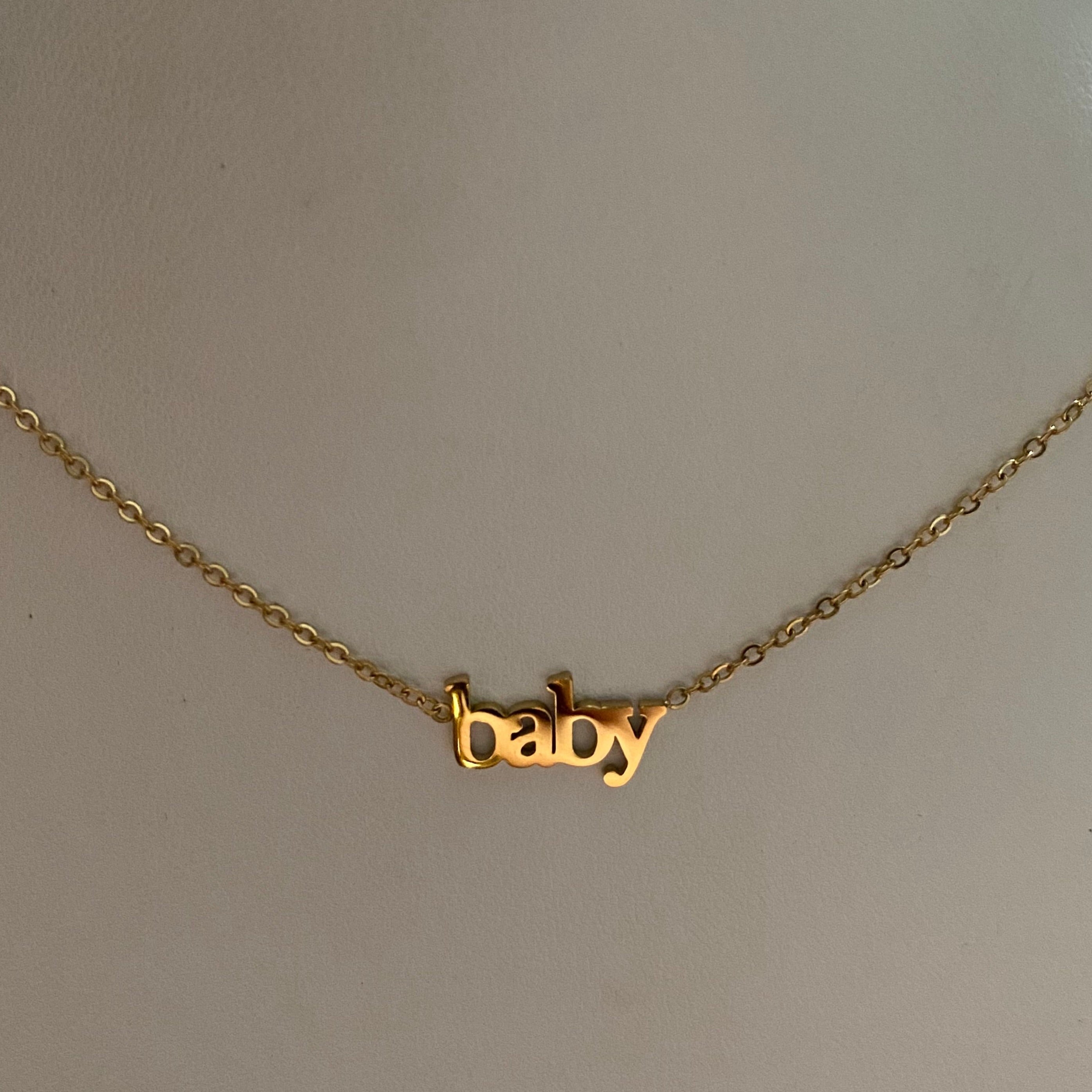 baby 18k Gold Nameplate Dainty Necklace - GRISÉ NYC 3