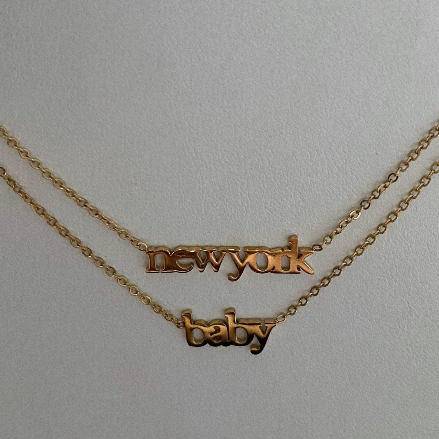 baby 18k Gold Nameplate Dainty Necklace - GRISÉ NYC 4