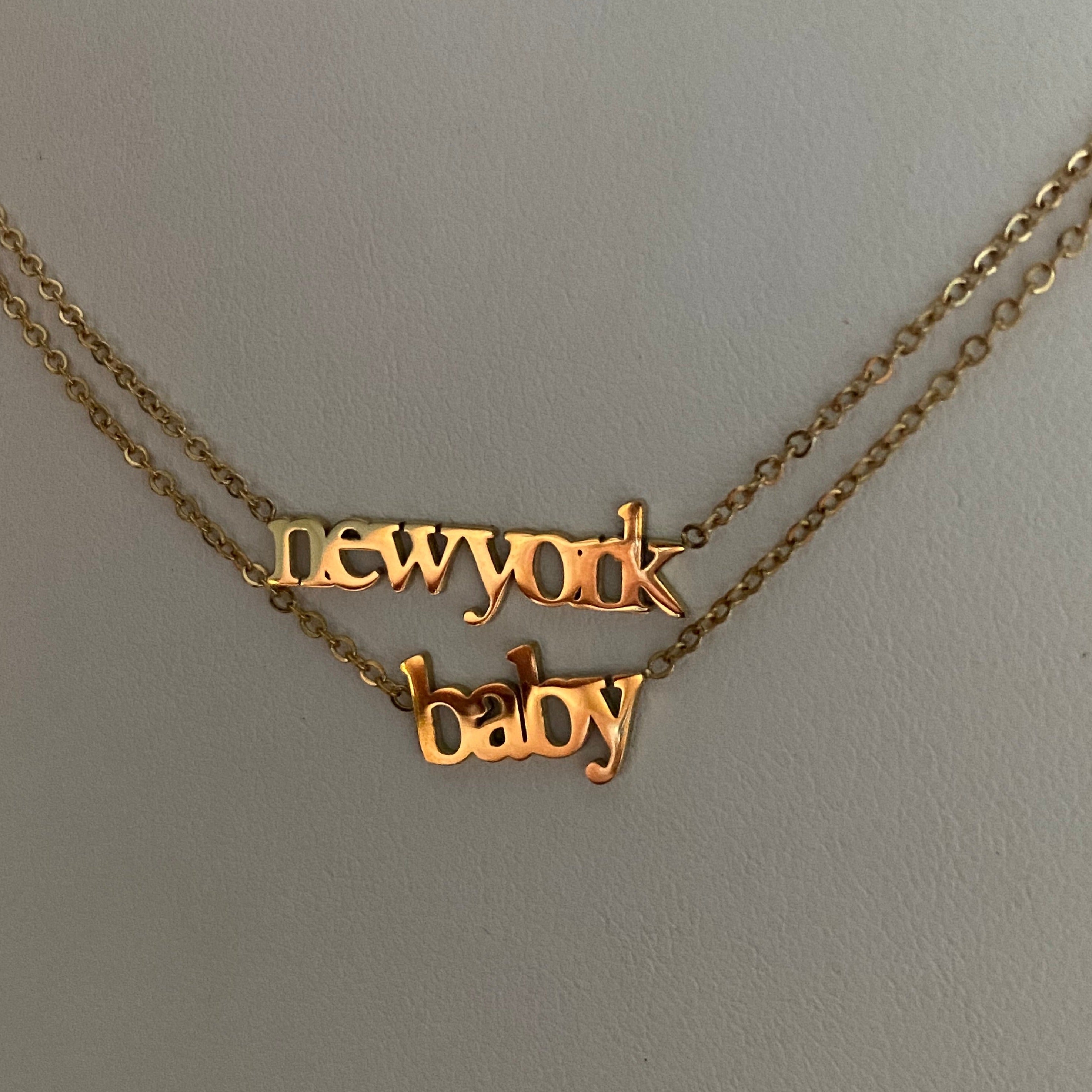 baby 18k Gold Nameplate Dainty Necklace - GRISÉ NYC 5