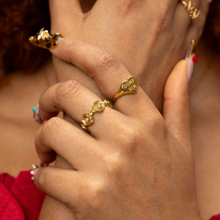 Dump Him 18k Gold Signet Ring - GRISÉ NYC 2