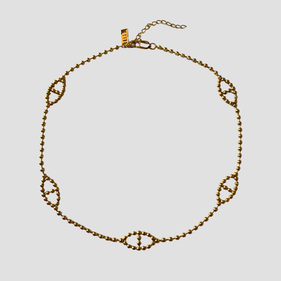 Evil Eye Bead 18k Gold Necklace - GRISÉ NYC 2