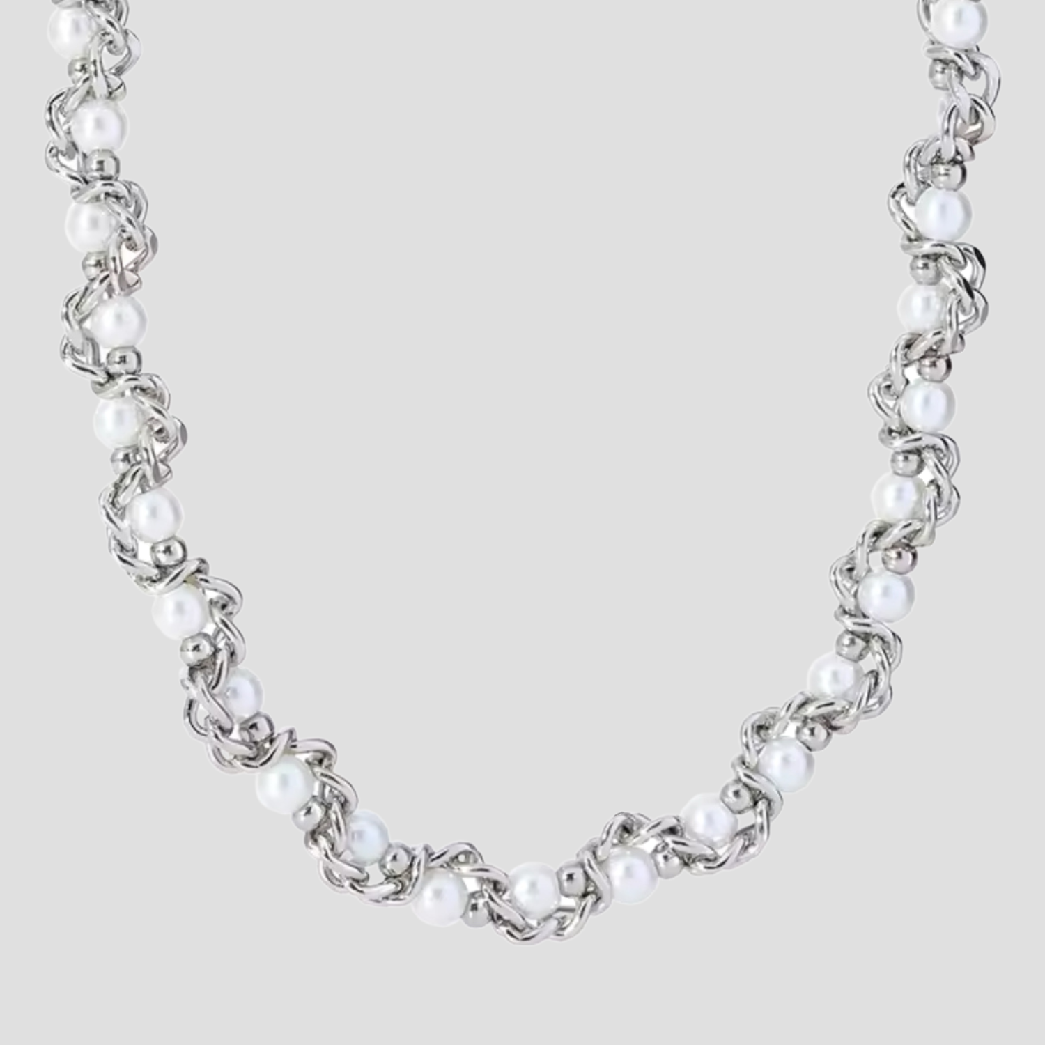 Freshwater Pearl Steel Baroque Chain Necklace - GRISÉ NYC 6