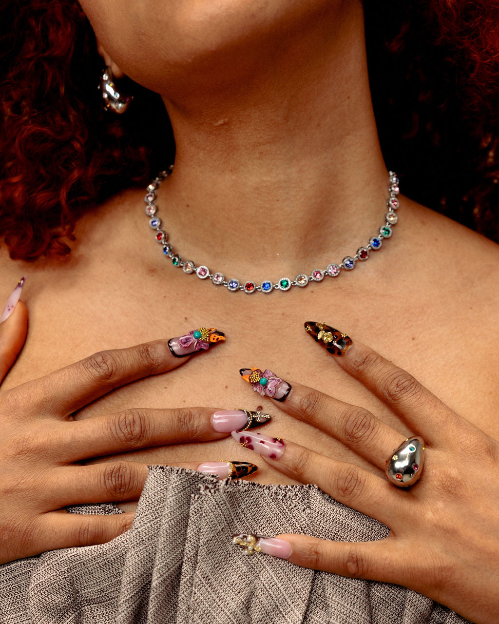 Royal Silver Multicolor Gemstone Necklace - GRISÉ NYC 2