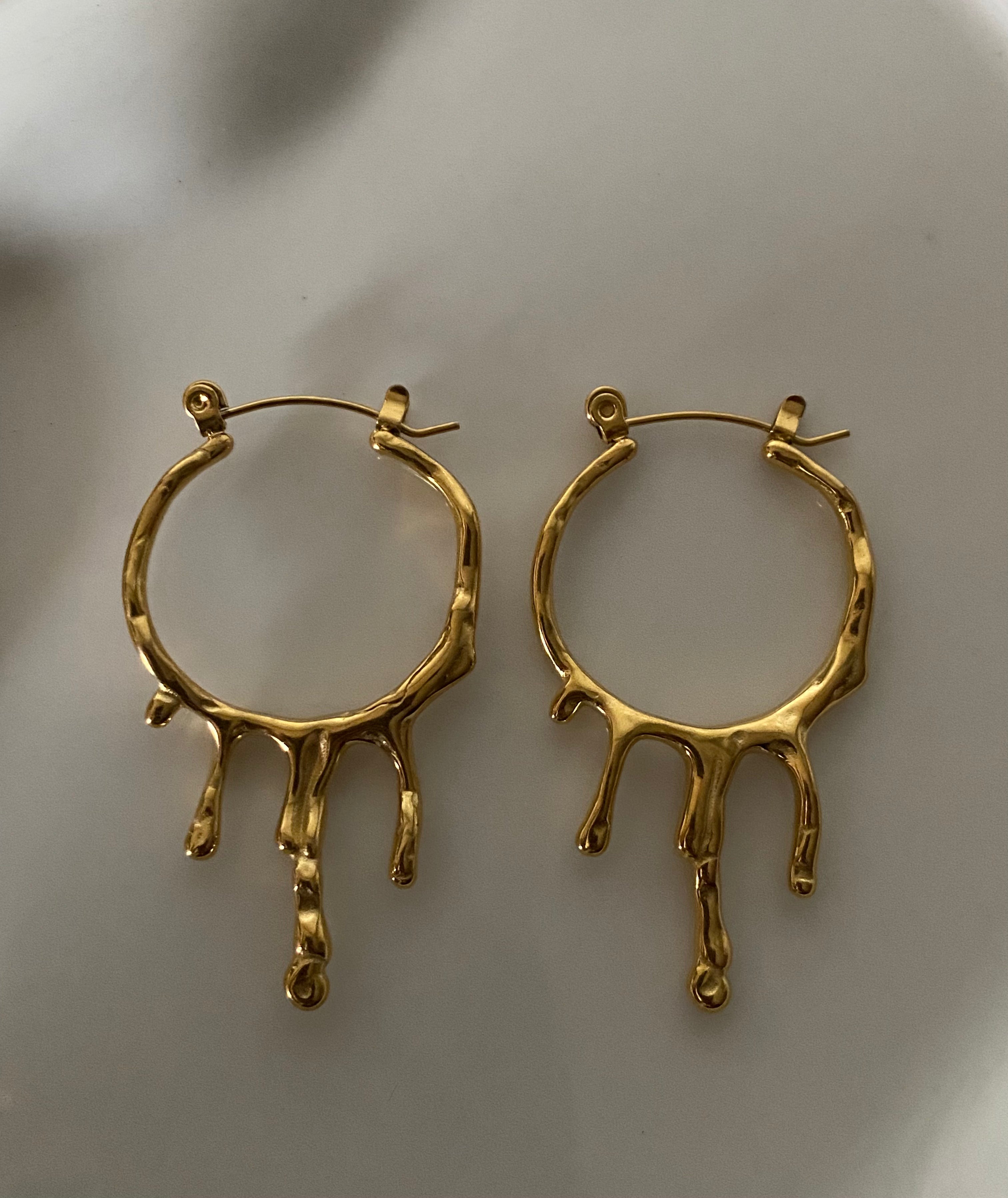 Irregular Drip 18k Gold Hoop Earrings - GRISÉ NYC 3