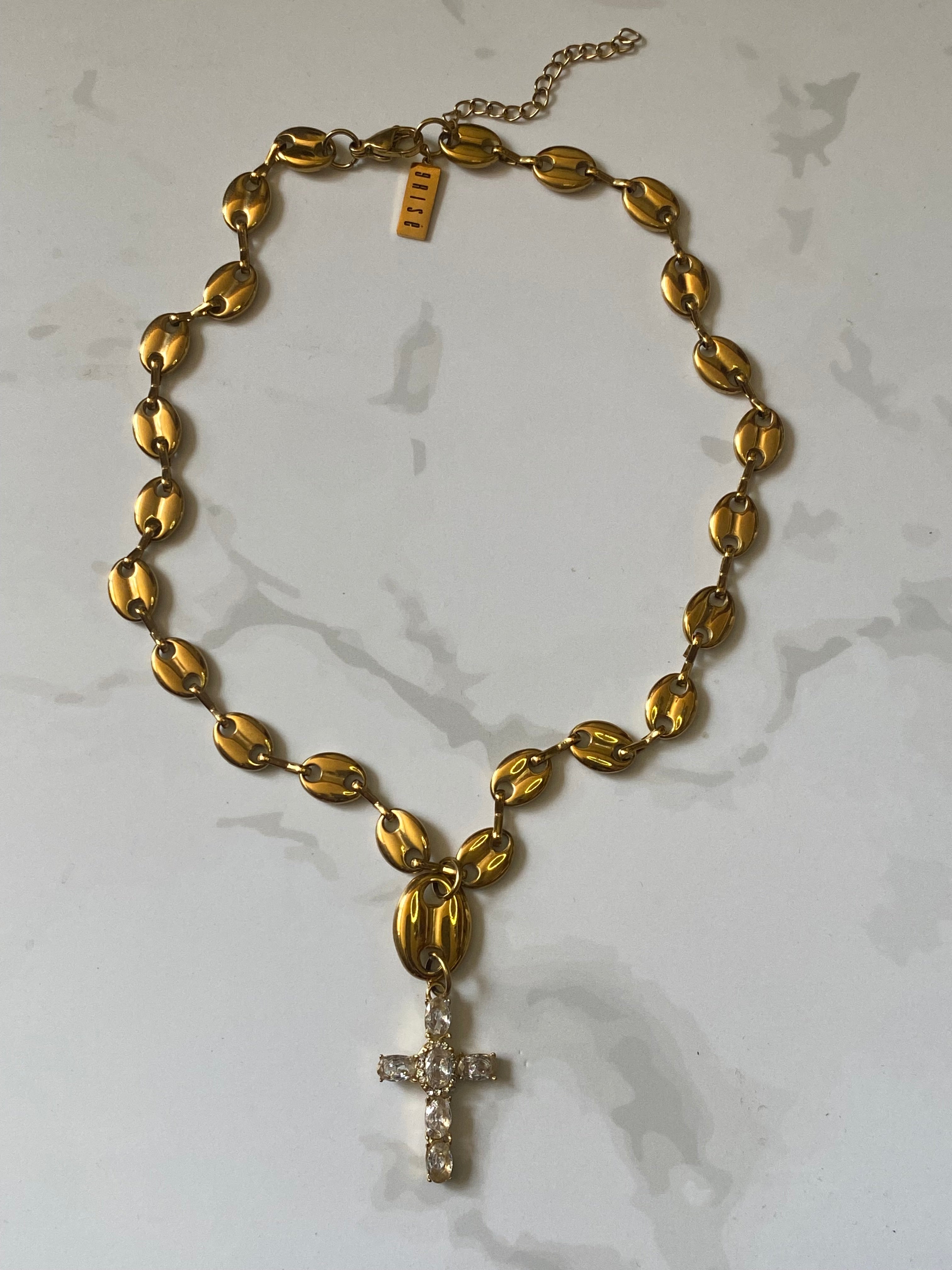 Mariner Link 18k Gold Cross Pendant Necklace - GRISÉ NYC 4