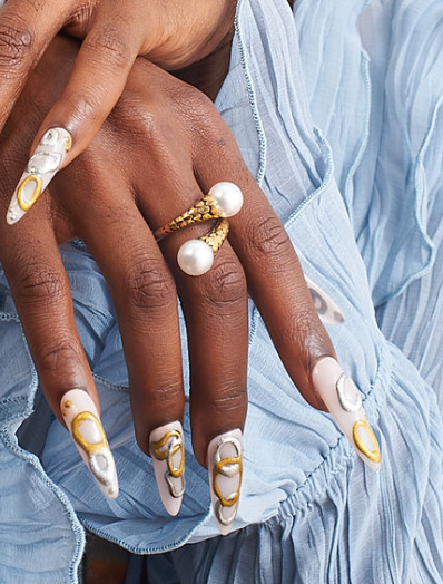 2-Tone Crossover Pearl Ring - GRISÉ NYC 2