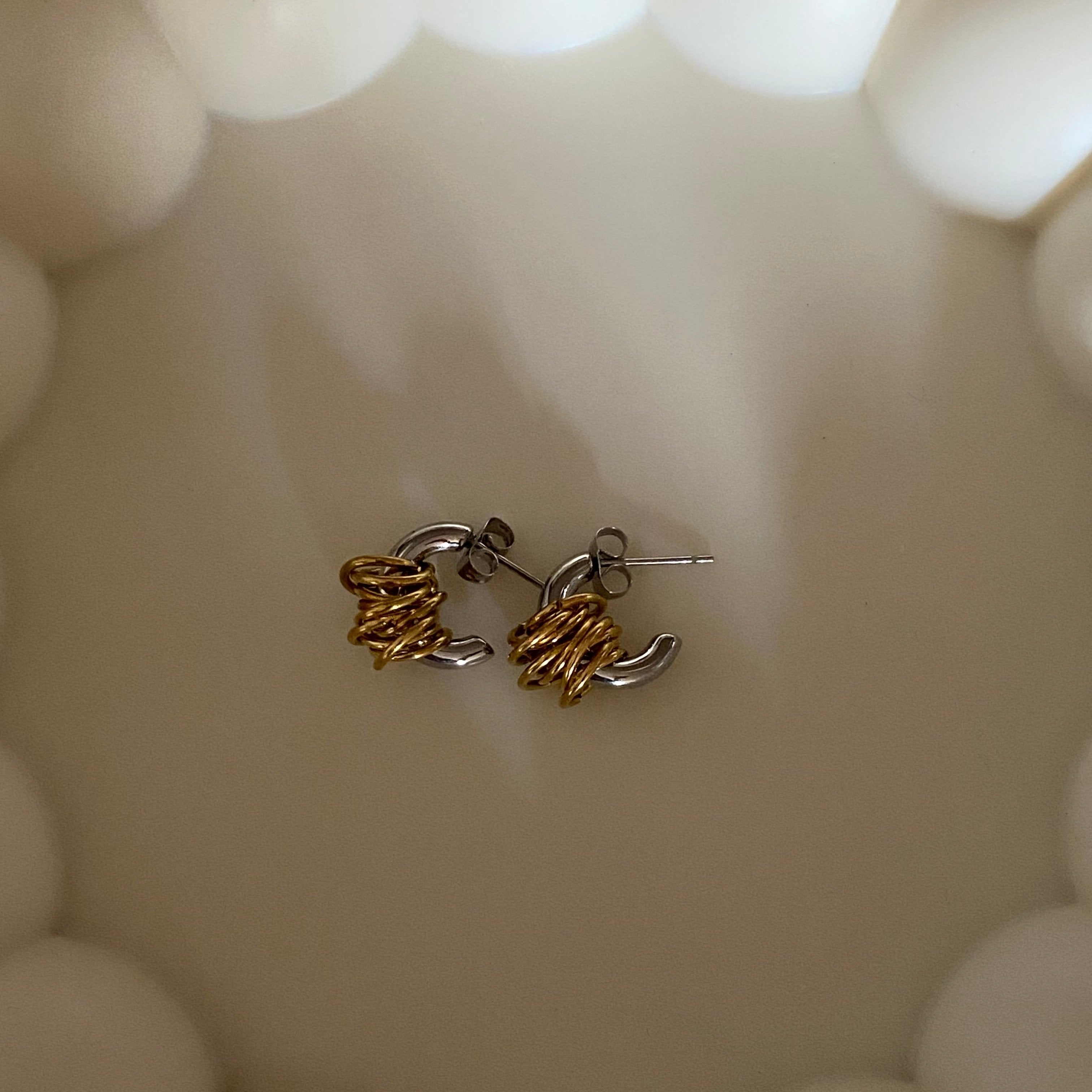 2-Tone Mini Midi Wire Earrings - GRISÉ NYC 3