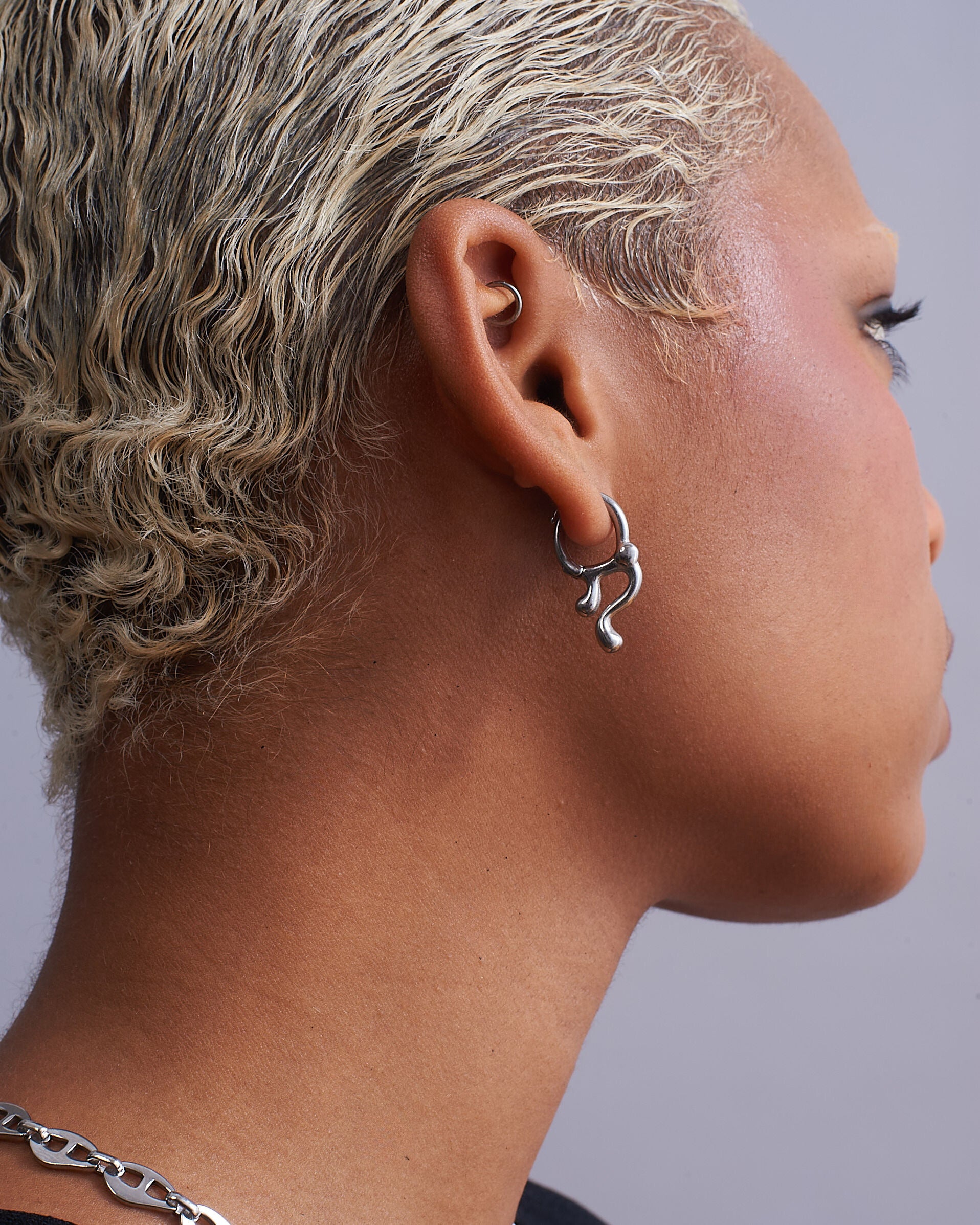 Drip Huggie Steel 2.0 Earrings - GRISÉ NYC 5