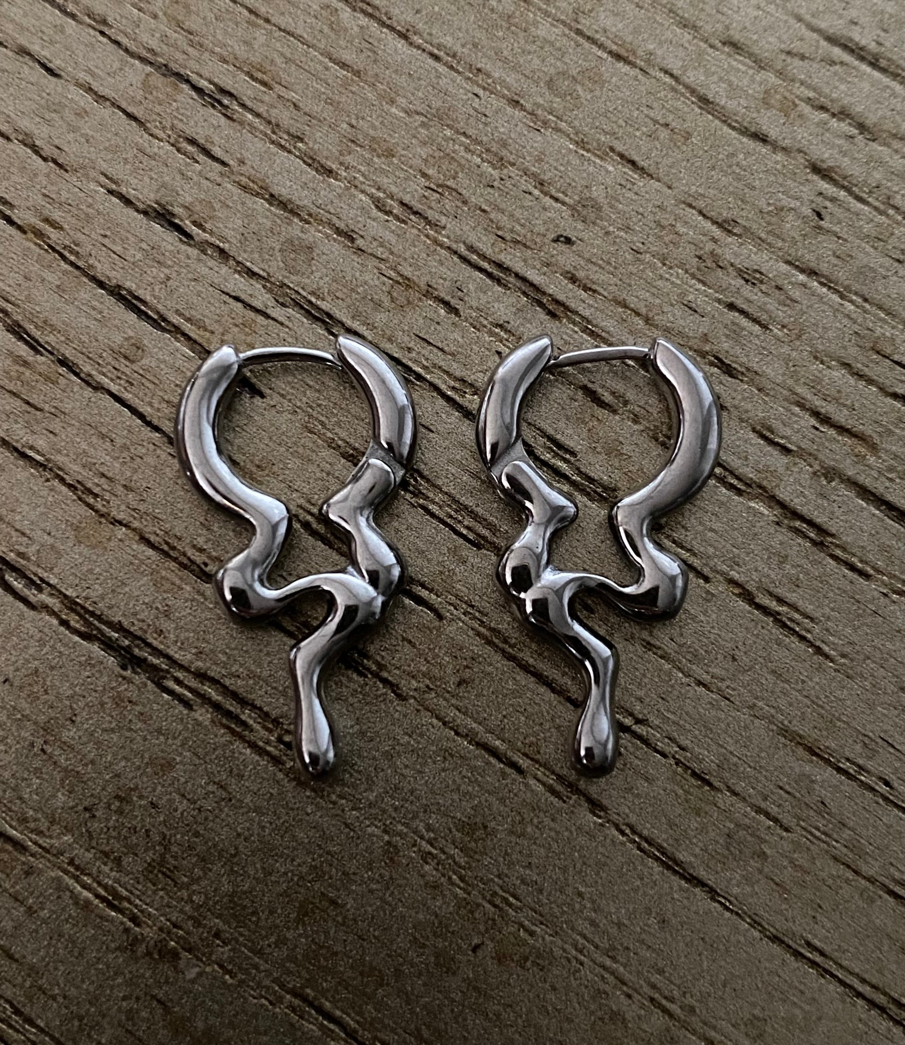 Drip Huggie Steel Earrings - GRISÉ NYC 6