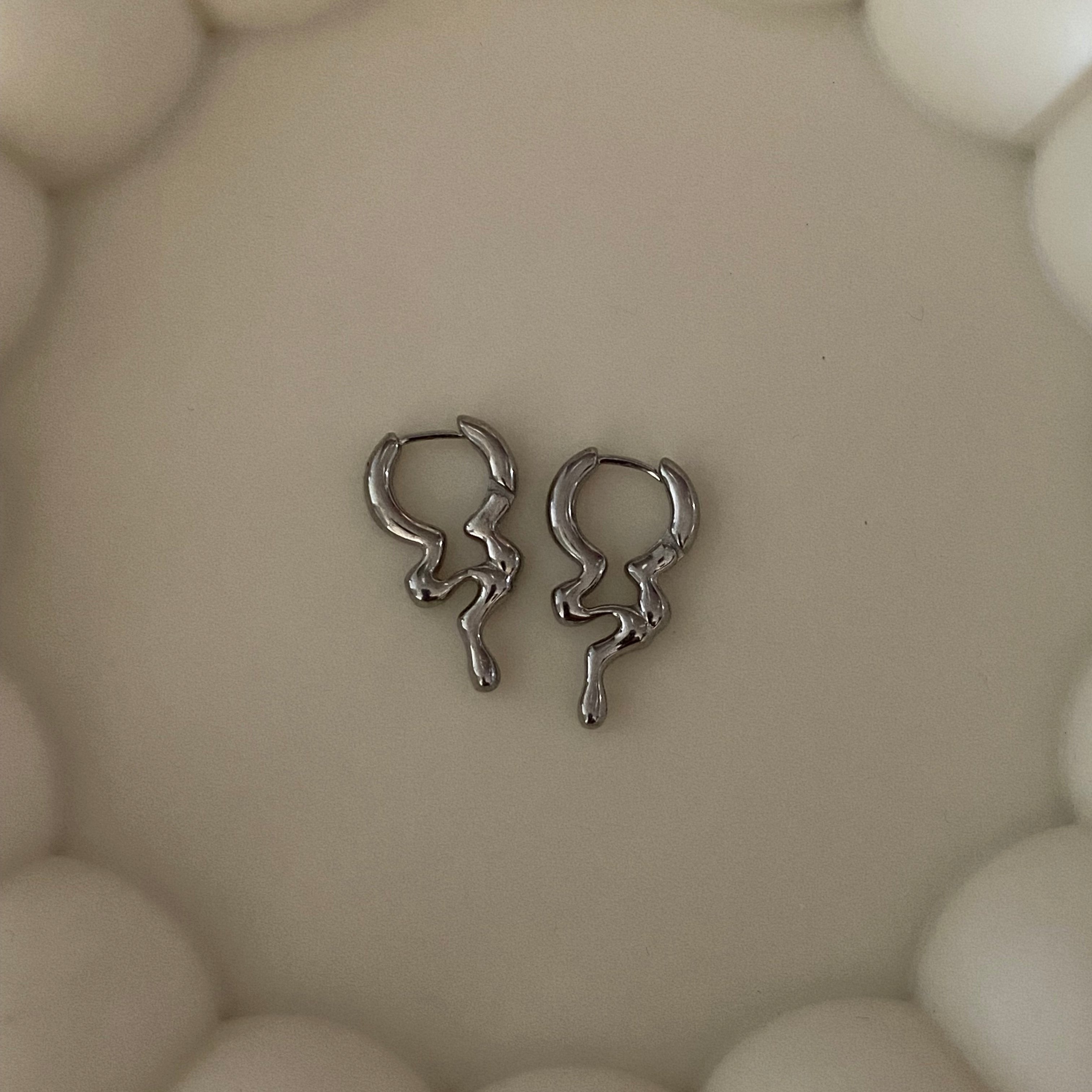 Drip Huggie Steel Earrings - GRISÉ NYC 5