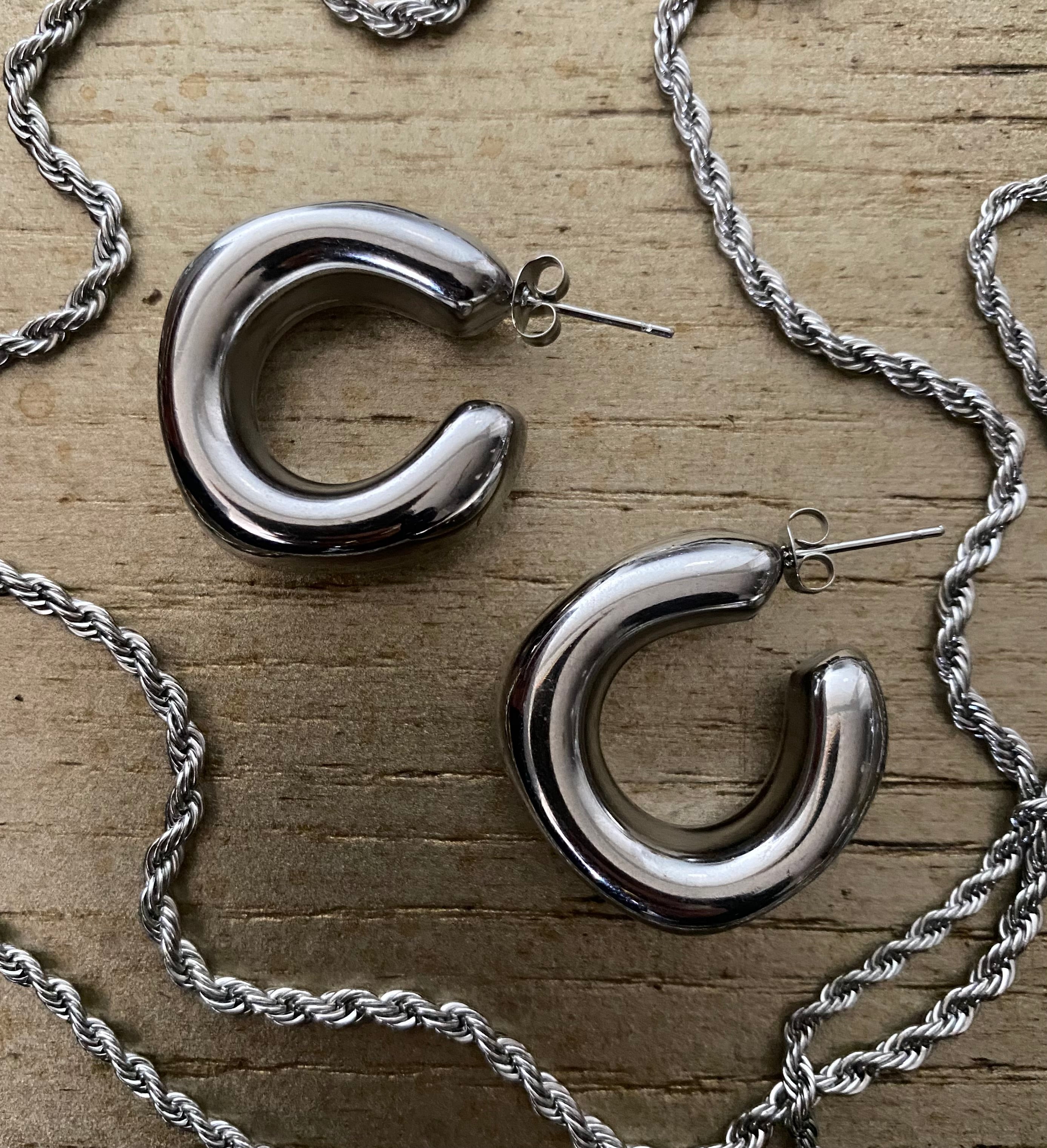 Irregular Midi Bold Steel Earrings - GRISÉ NYC 6