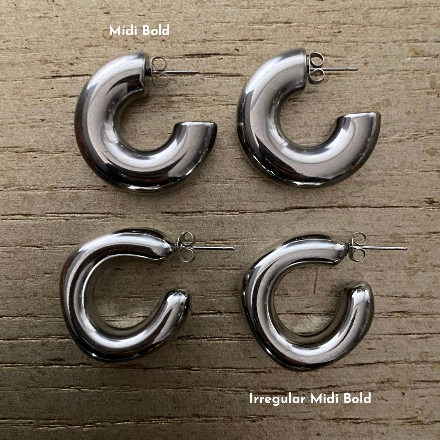 Irregular Midi Bold Steel Earrings - GRISÉ NYC 7