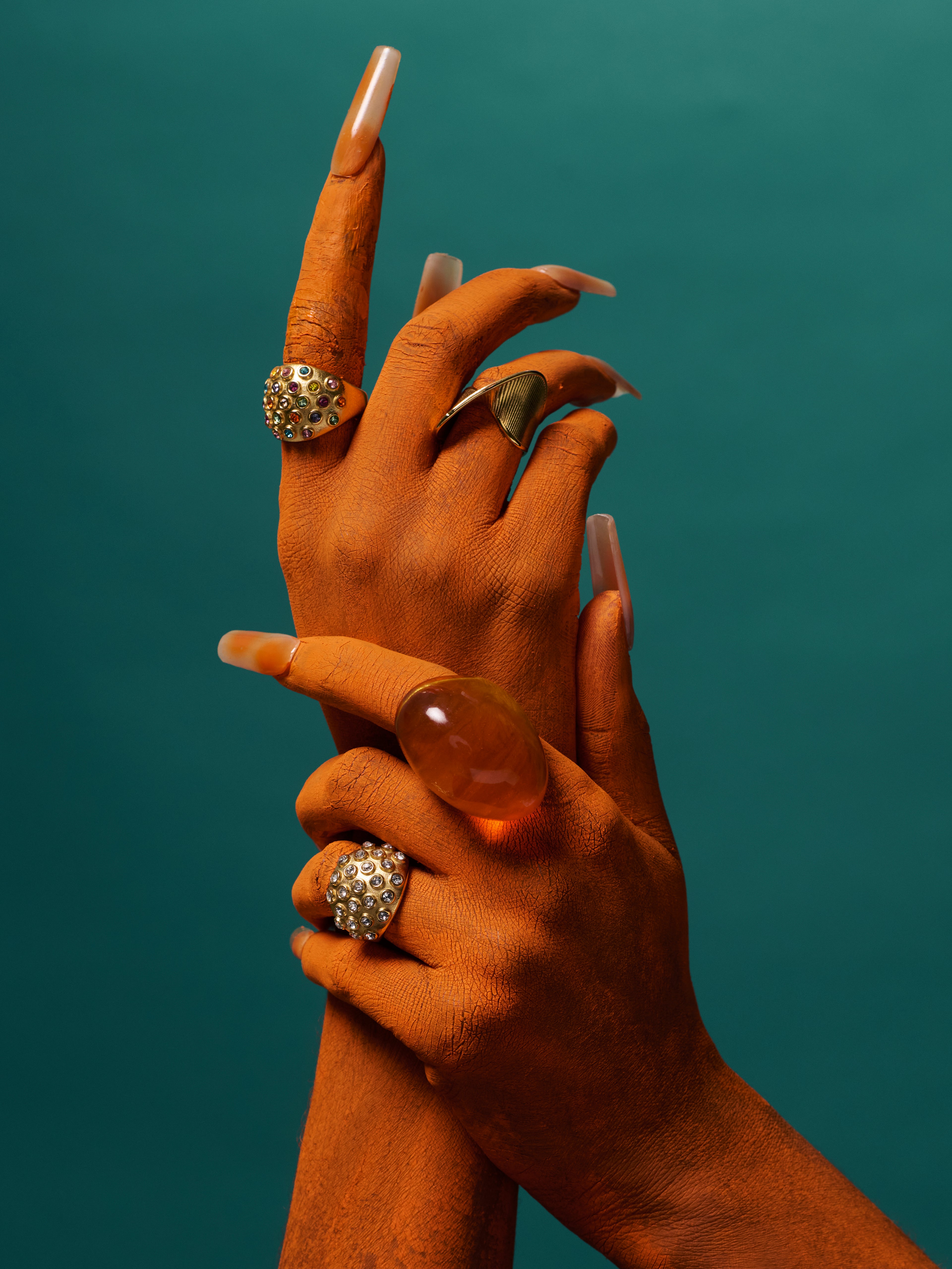 Rainbow Gemstone Dome 18k Gold Ring - GRISÉ NYC 4