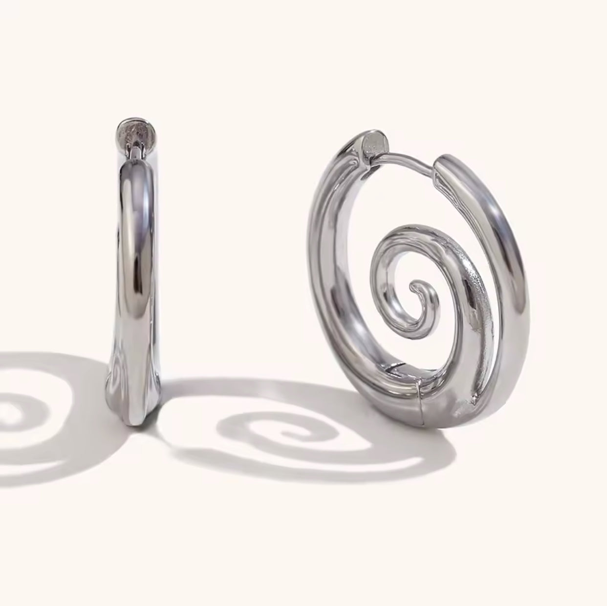 Swirl Stainless Steel Hoop Earrings - GRISÉ NYC 5