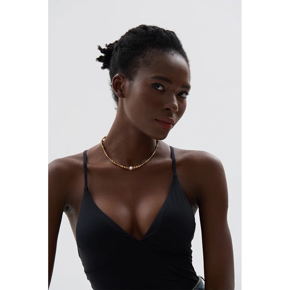 Single Freshwater Pearl Bead Necklace - GRISÉ NYC 4