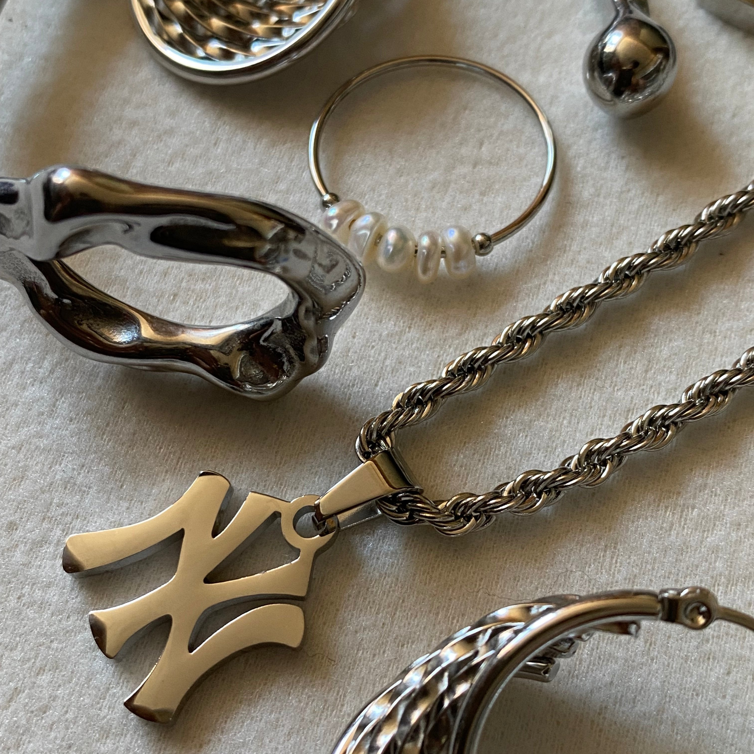 Dainty Fresh Water Pearl Steel Ring - GRISÉ NYC 2