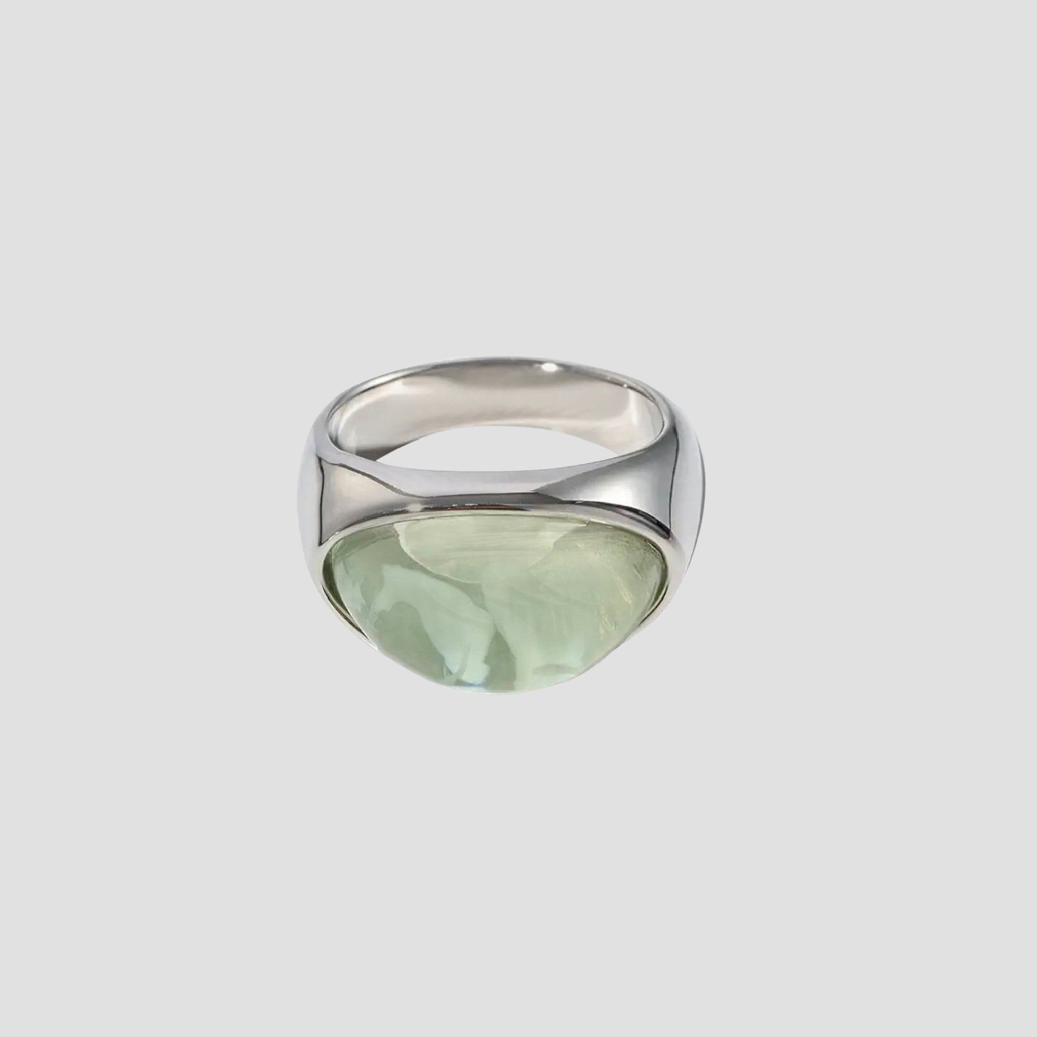 Sage Resin Stone Stainless Steel Ring - GRISÉ NYC 1