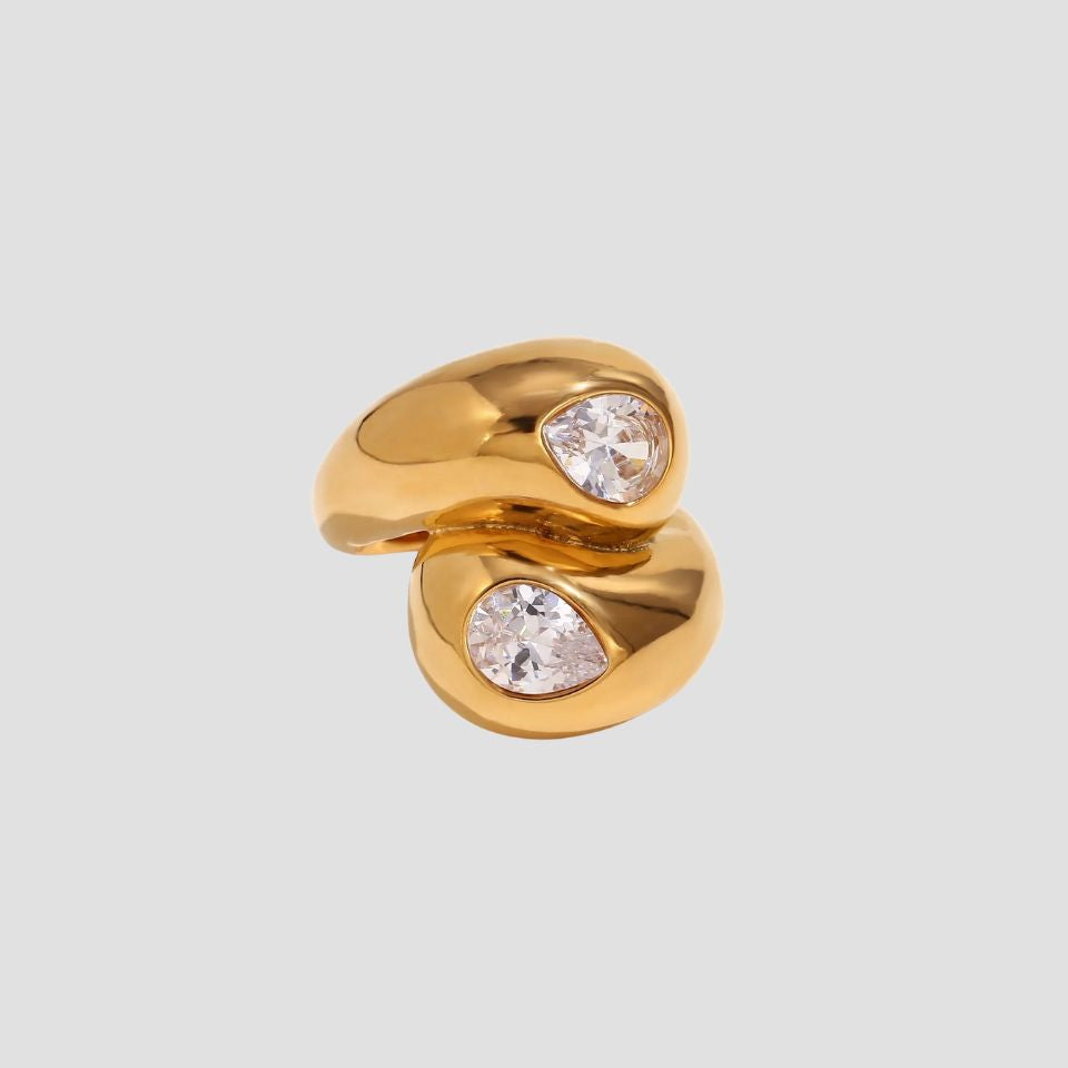 Gemstone Crossover 18k Gold Ring - GRISÉ NYC 1