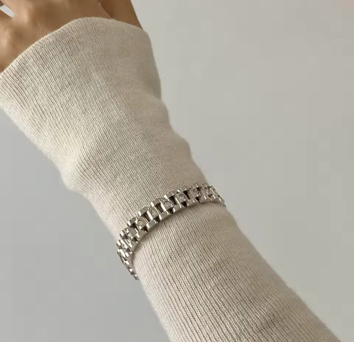 Gemstone Link Stainless Steel Band Bracelet - GRISÉ NYC 3