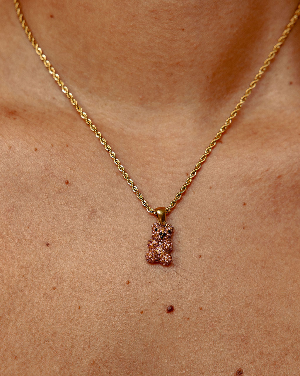 Iced Out Pink Teddy Bear Necklace - GRISÉ NYC 1