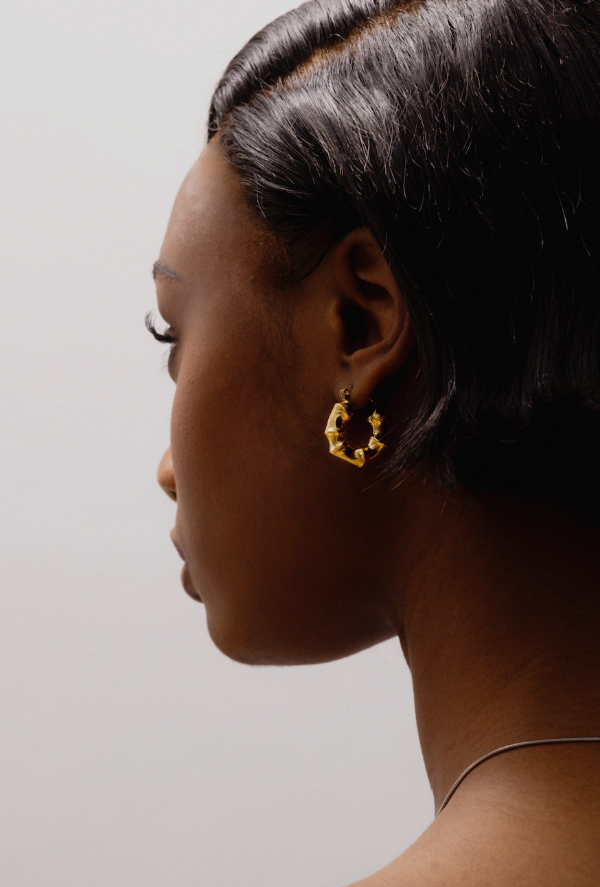 Mini Bamboo 18k Gold Hoop Earrings - GRISÉ NYC 2