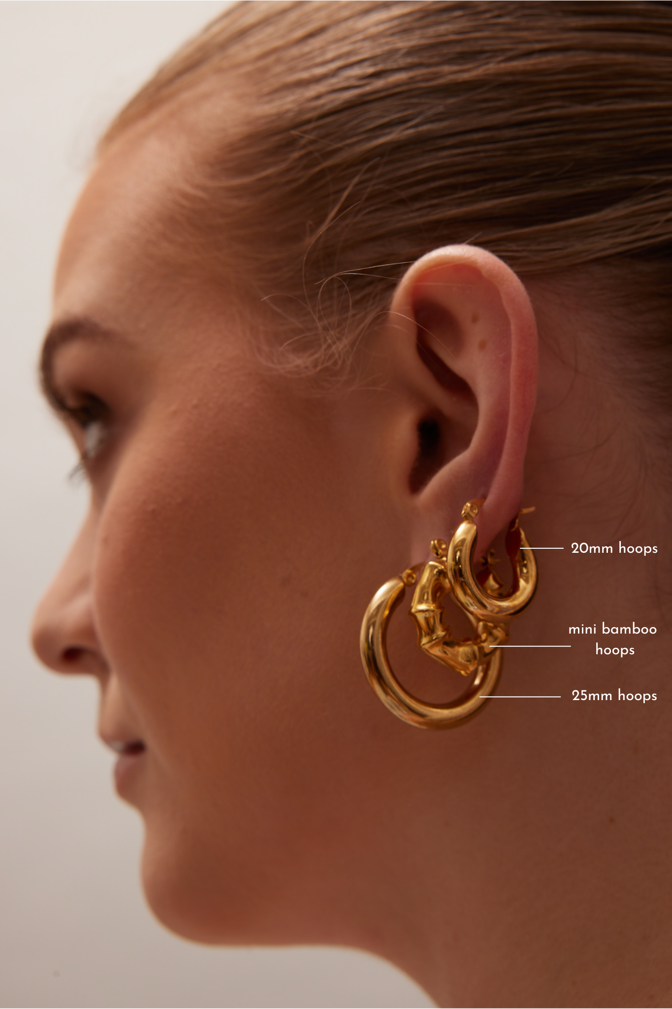 Mini Bamboo 18k Gold Hoop Earrings - GRISÉ NYC 5