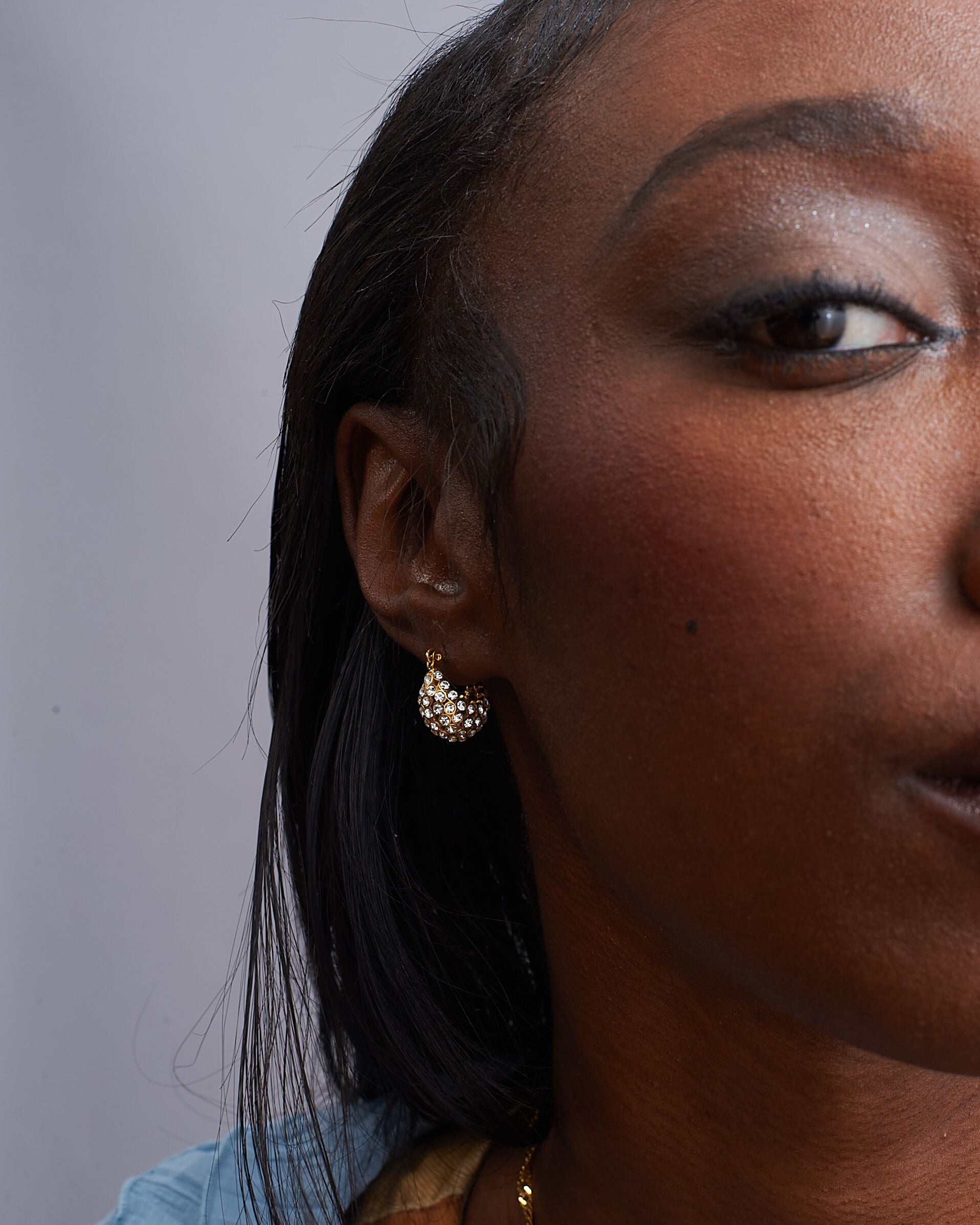 Mini Huggie Pavé Gem Hoop Earrings - GRISÉ NYC 3