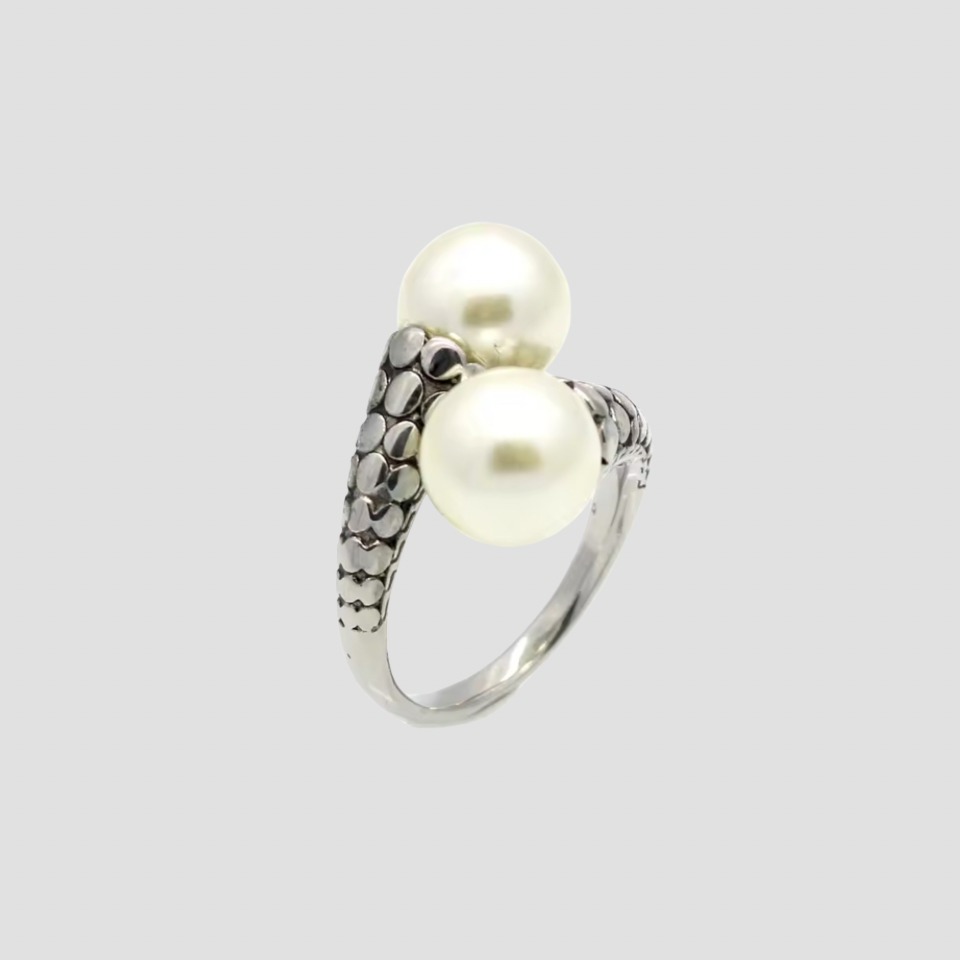 Pearl Crossover Stainless Steel Ring - GRISÉ NYC 1