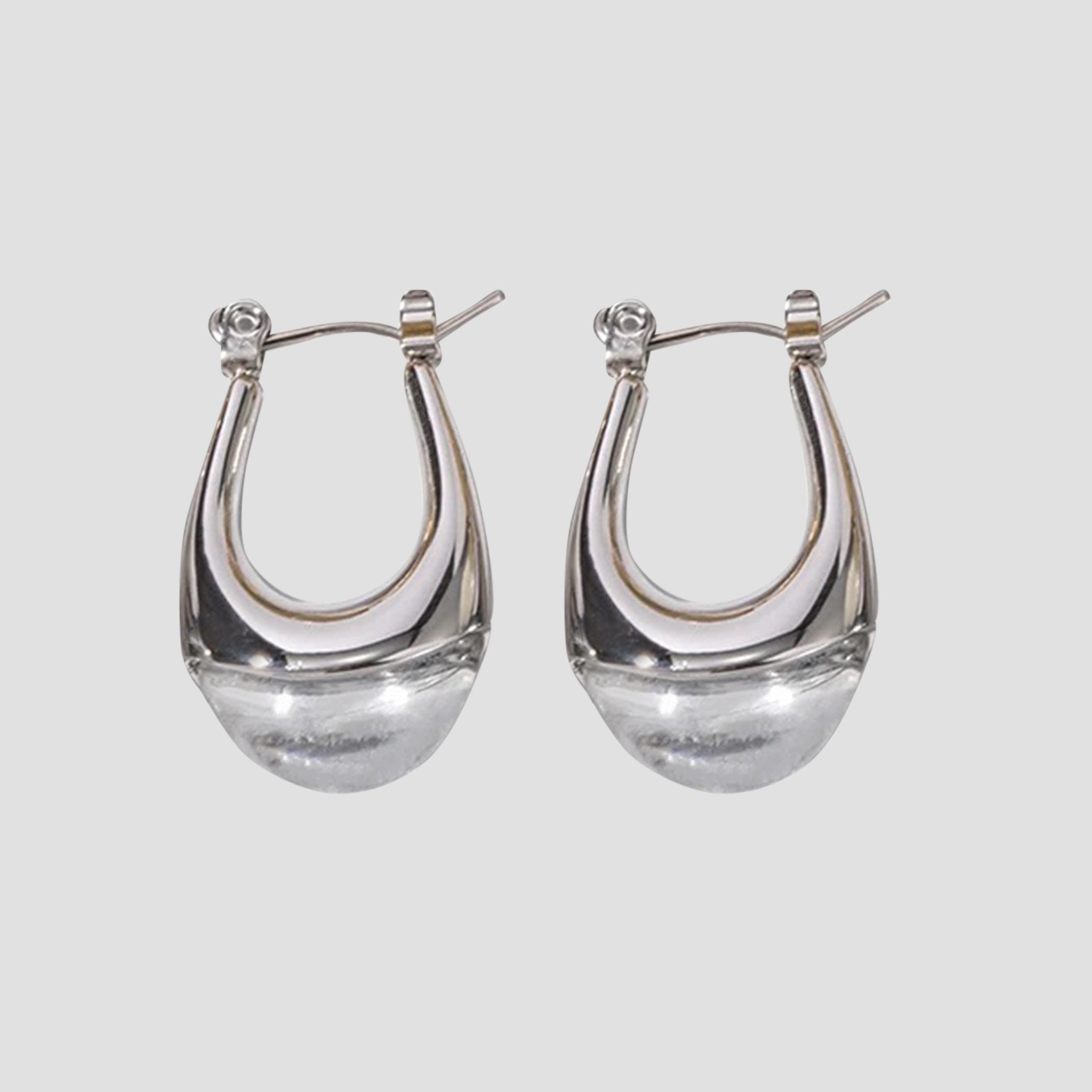 Resin Oval Earrings - Clear/Silver - GRISÉ NYC 3