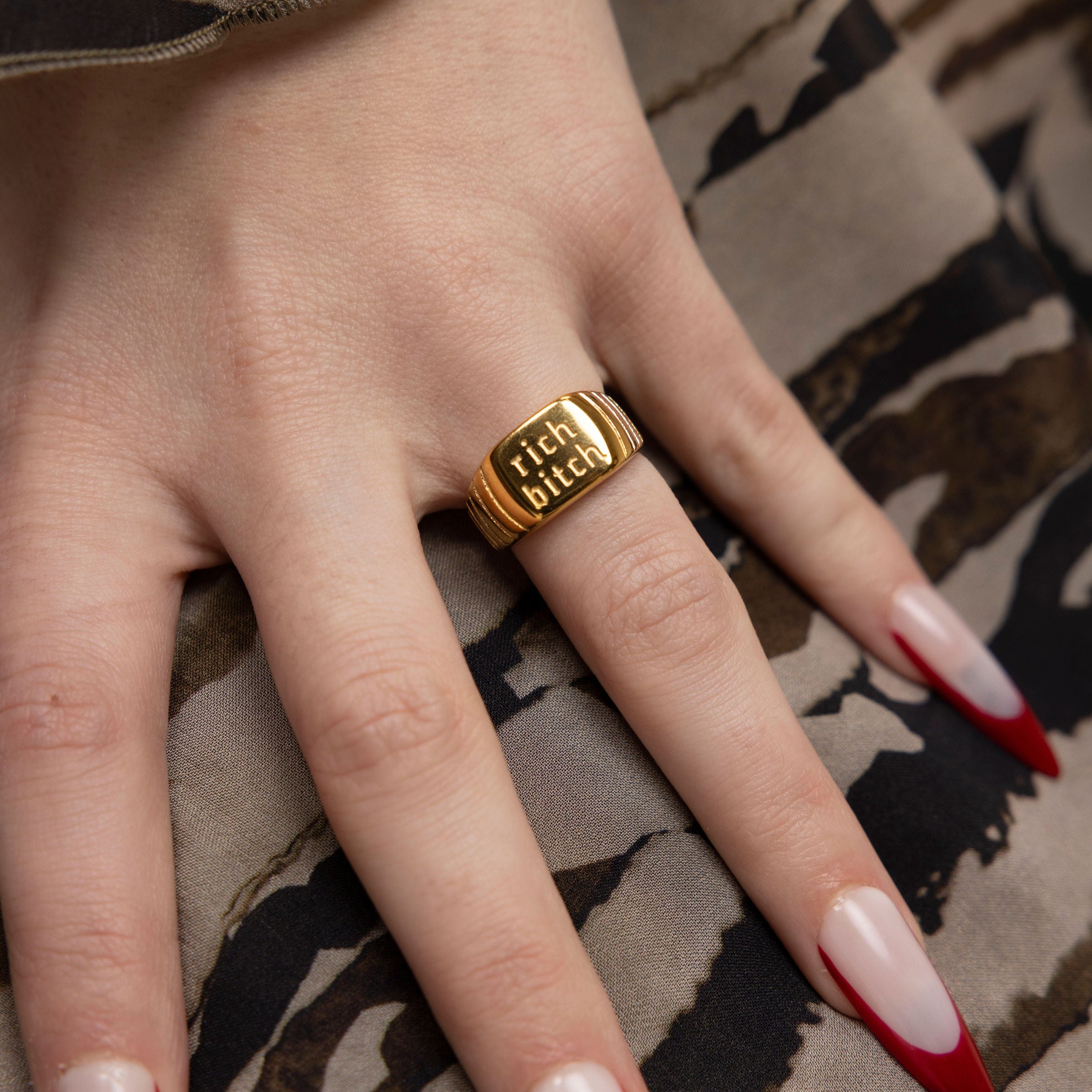 Rich Bitch $$$ Signet Ring - GRISÉ NYC 2