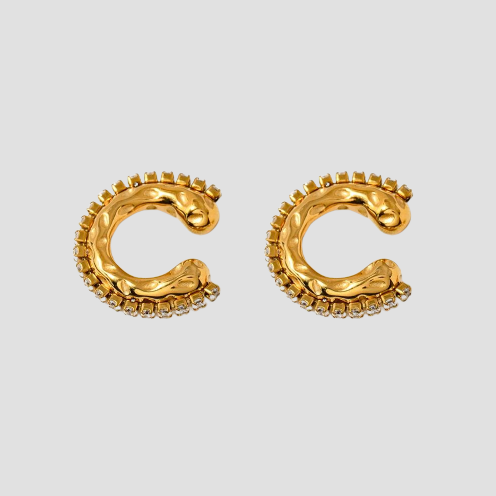Rugged Rhinestone 18k Gold Ear Cuff Set - GRISÉ NYC 1
